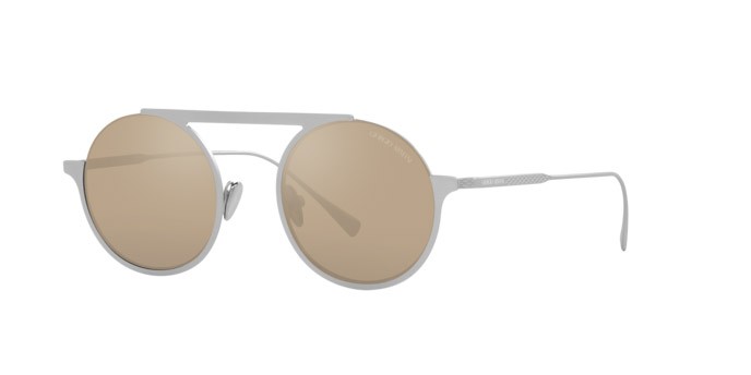 Sonnenbrillen Giorgio Armani AR 6146 (30455A) farbe argento opaco form rund gläser marrone chiaro specchiato oro scuro