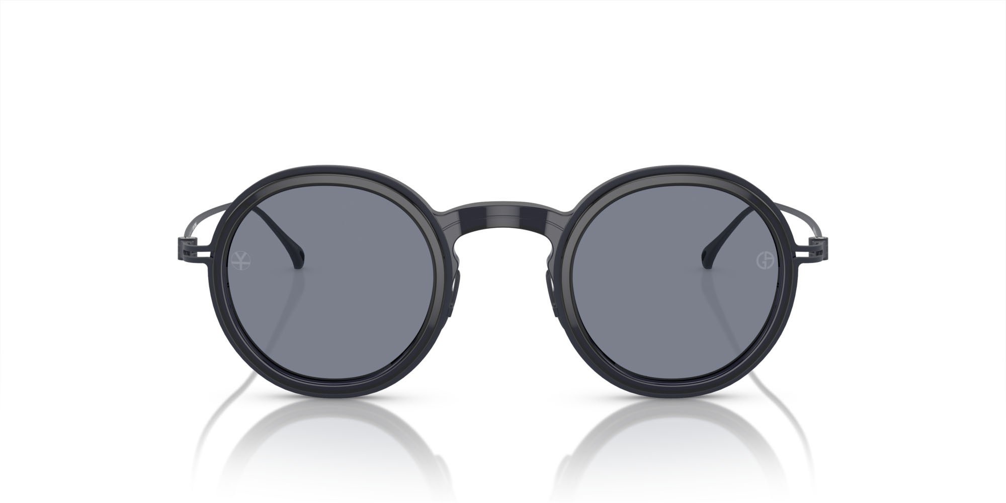 Sunglasses Giorgio Armani AR 6147T (335119) color blu trasparente lucido shape round lenses blu
