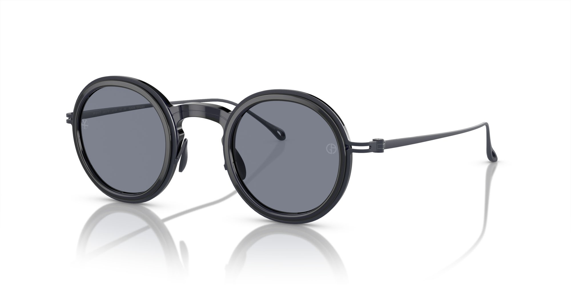 Sunglasses Giorgio Armani AR 6147T (335119) color blu trasparente lucido shape round lenses blu
