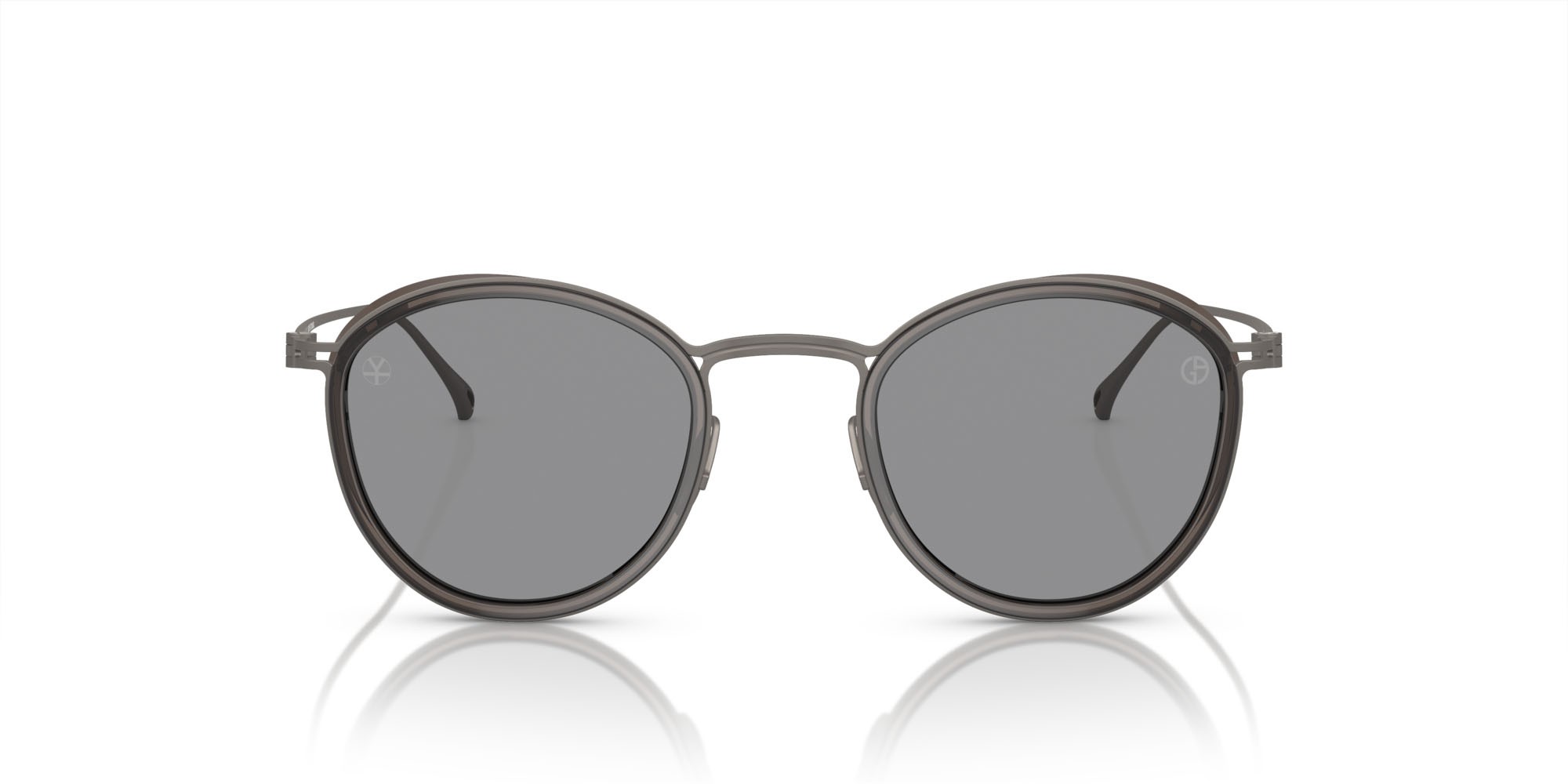 Occhiali da sole Giorgio Armani AR 6148T (328087) colore grigio trasparente forma pantos lenti grigio scuro