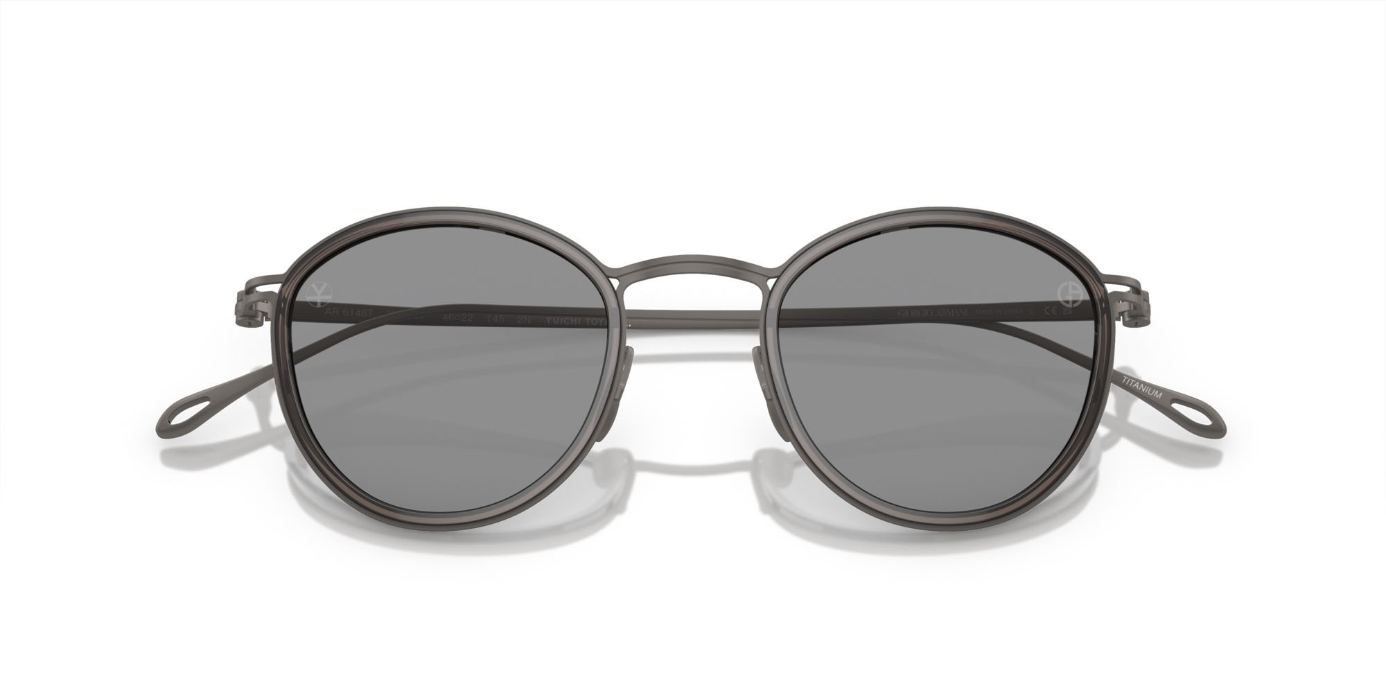 Occhiali da sole Giorgio Armani AR 6148T (328087) colore grigio trasparente forma pantos lenti grigio scuro