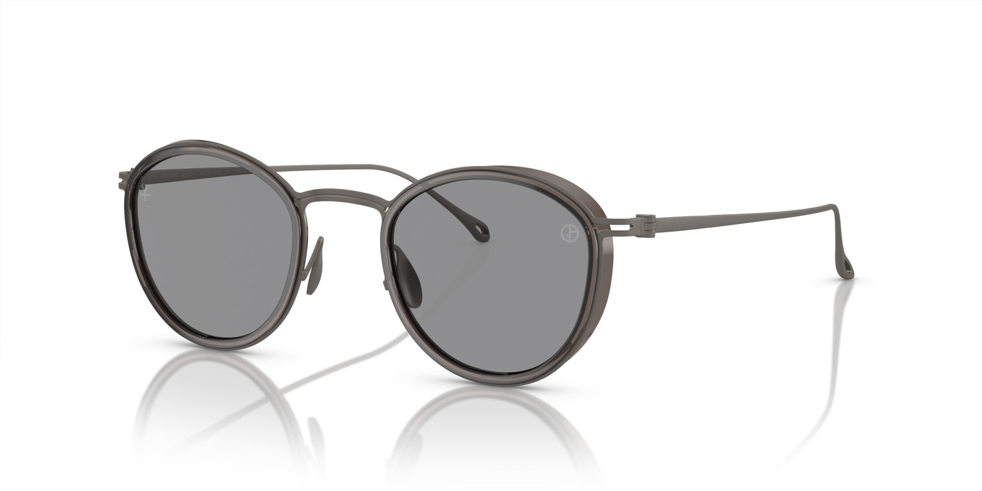 Occhiali da sole Giorgio Armani AR 6148T (328087) colore grigio trasparente forma pantos lenti grigio scuro