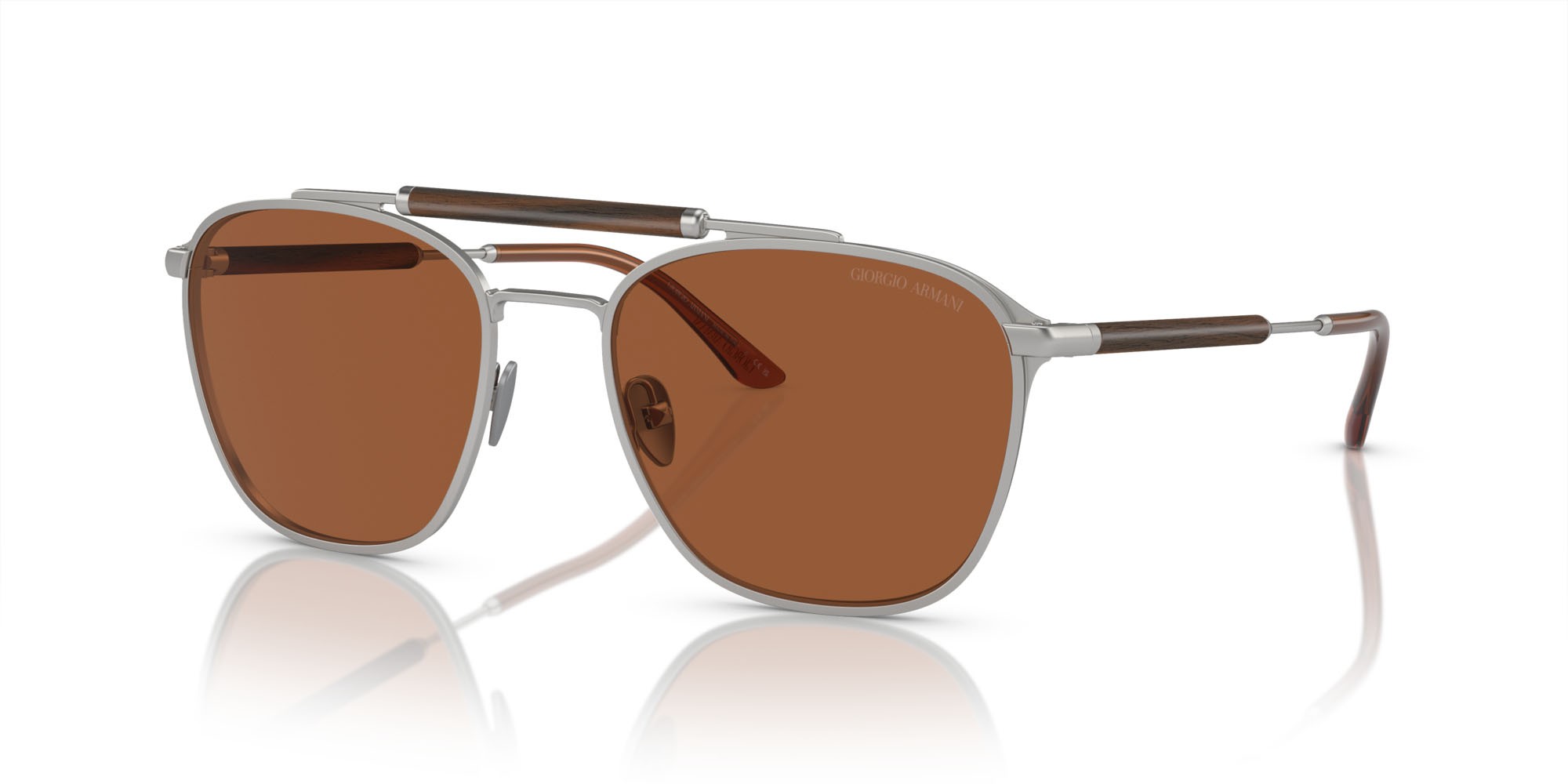Sonnenbrillen Giorgio Armani AR 6149 (304573) farbe argento opaco form quadratisch gläser marrone scuro