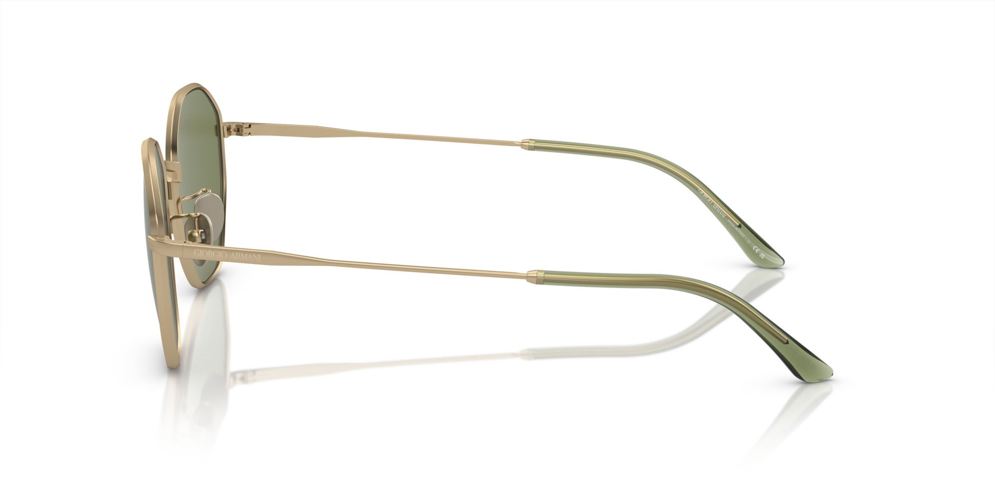 Occhiali da sole Giorgio Armani AR 6150 (30022A) colore oro pallido opaco forma quadrato lenti verde