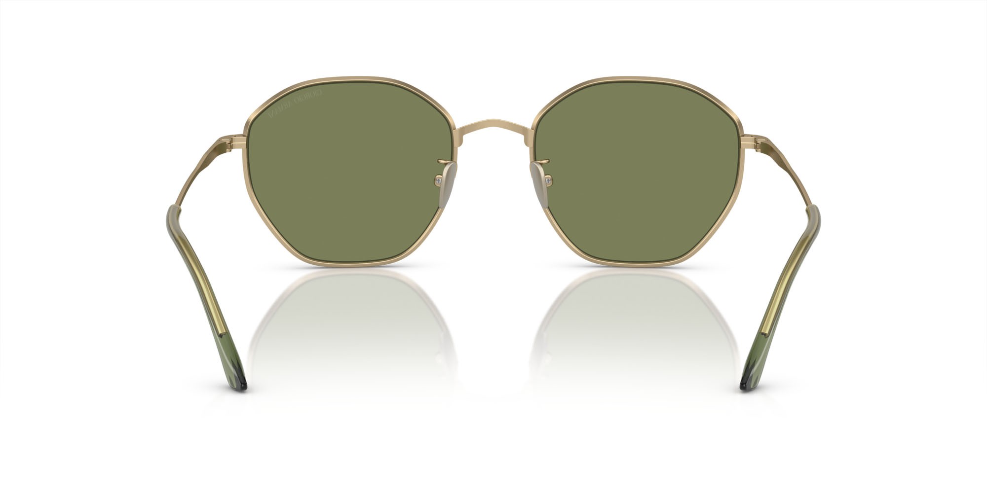 Occhiali da sole Giorgio Armani AR 6150 (30022A) colore oro pallido opaco forma quadrato lenti verde