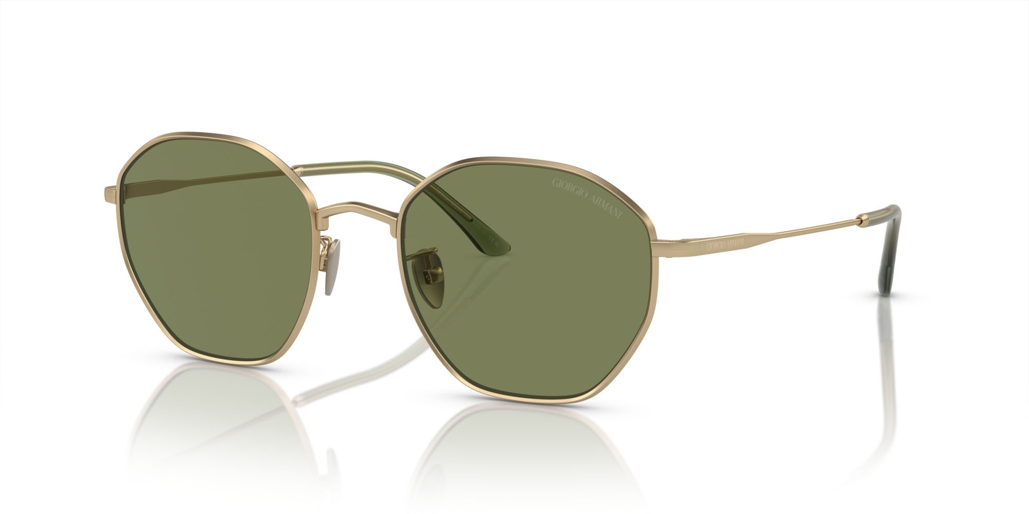 Occhiali da sole Giorgio Armani AR 6150 (30022A) colore oro pallido opaco forma quadrato lenti verde