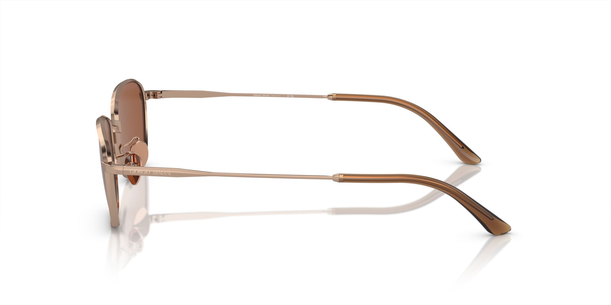 Sunglasses Giorgio Armani AR 6151 (301173) color oro rosé shape rectangle lenses marrone scuro