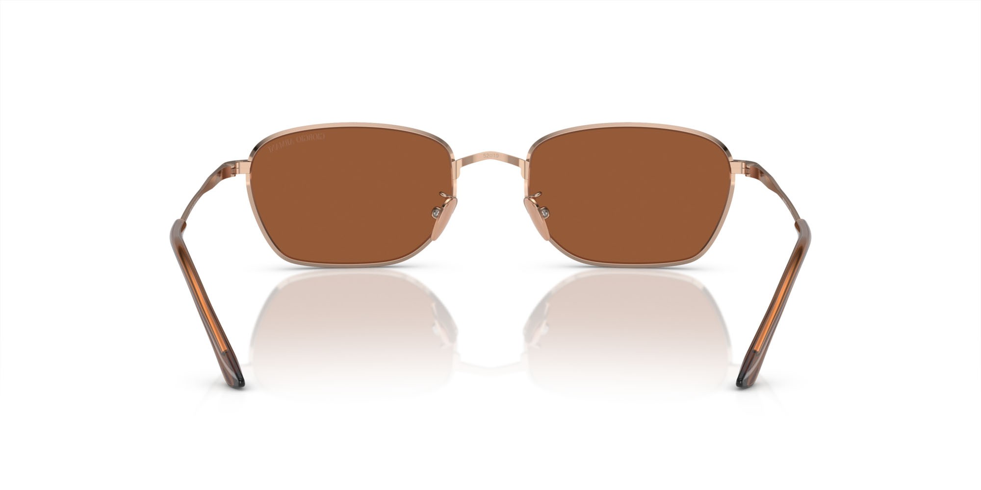 Sunglasses Giorgio Armani AR 6151 (301173) color oro rosé shape rectangle lenses marrone scuro