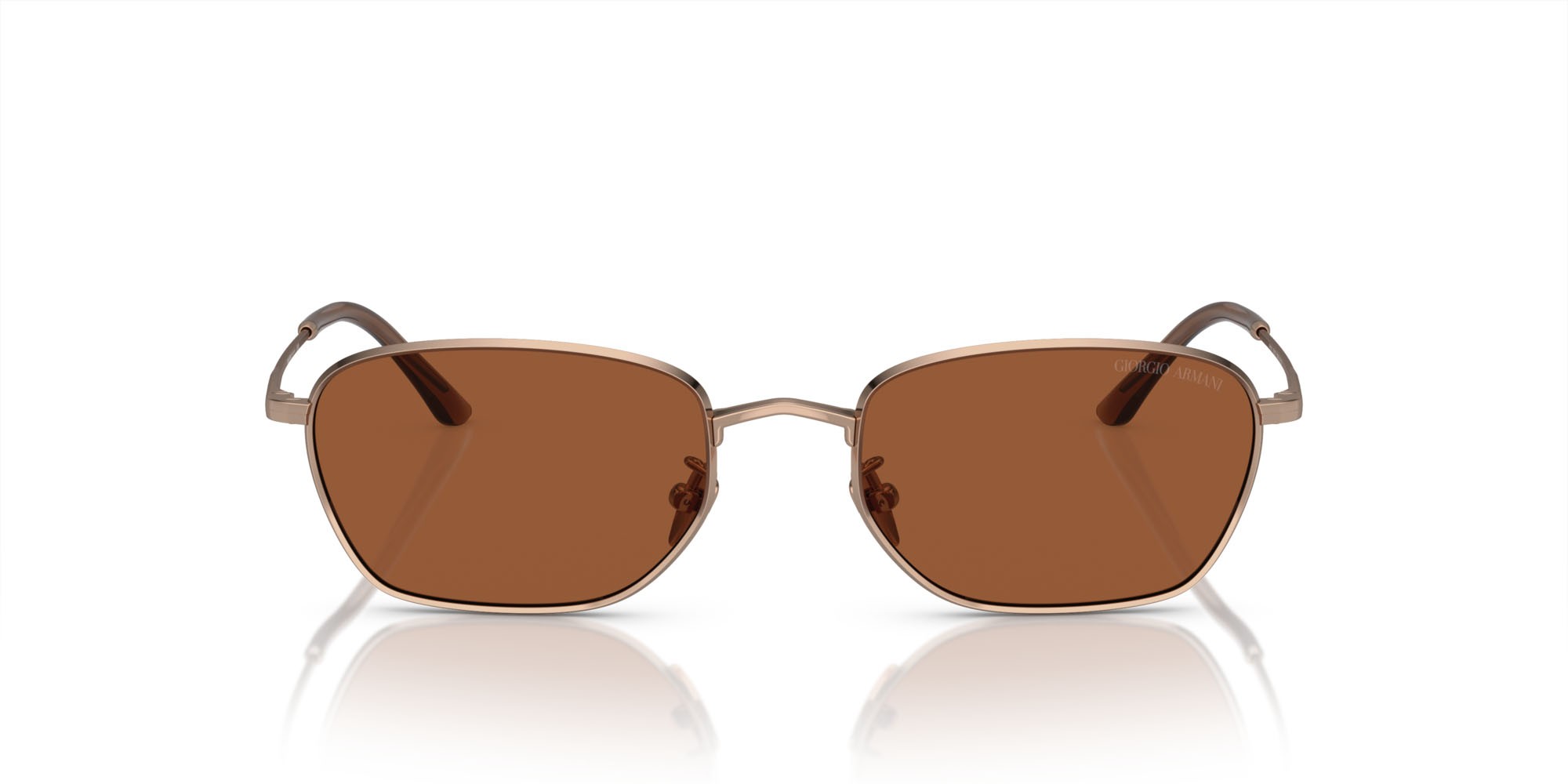 Sunglasses Giorgio Armani AR 6151 (301173) color oro rosé shape rectangle lenses marrone scuro