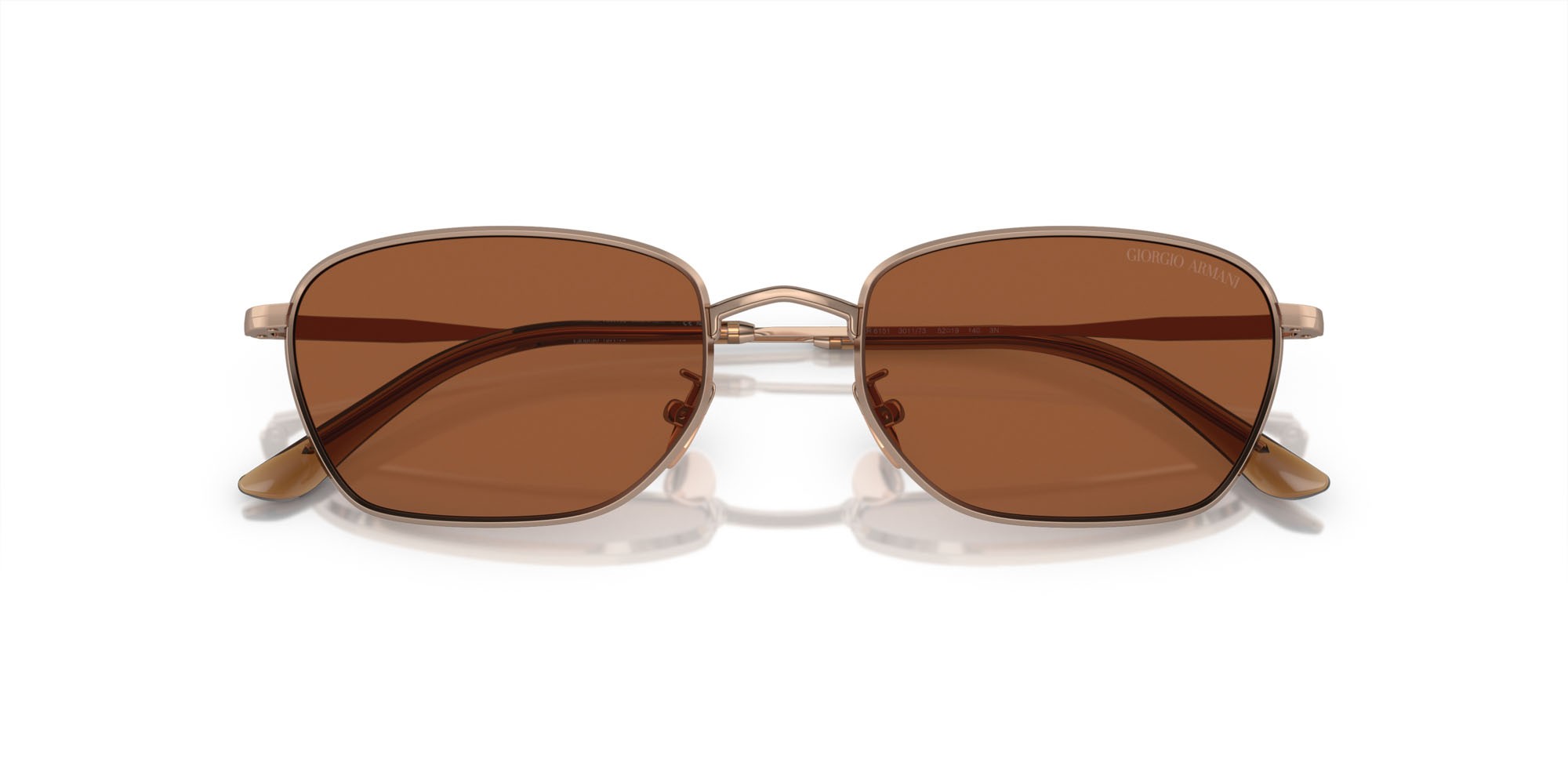 Sunglasses Giorgio Armani AR 6151 (301173) color oro rosé shape rectangle lenses marrone scuro