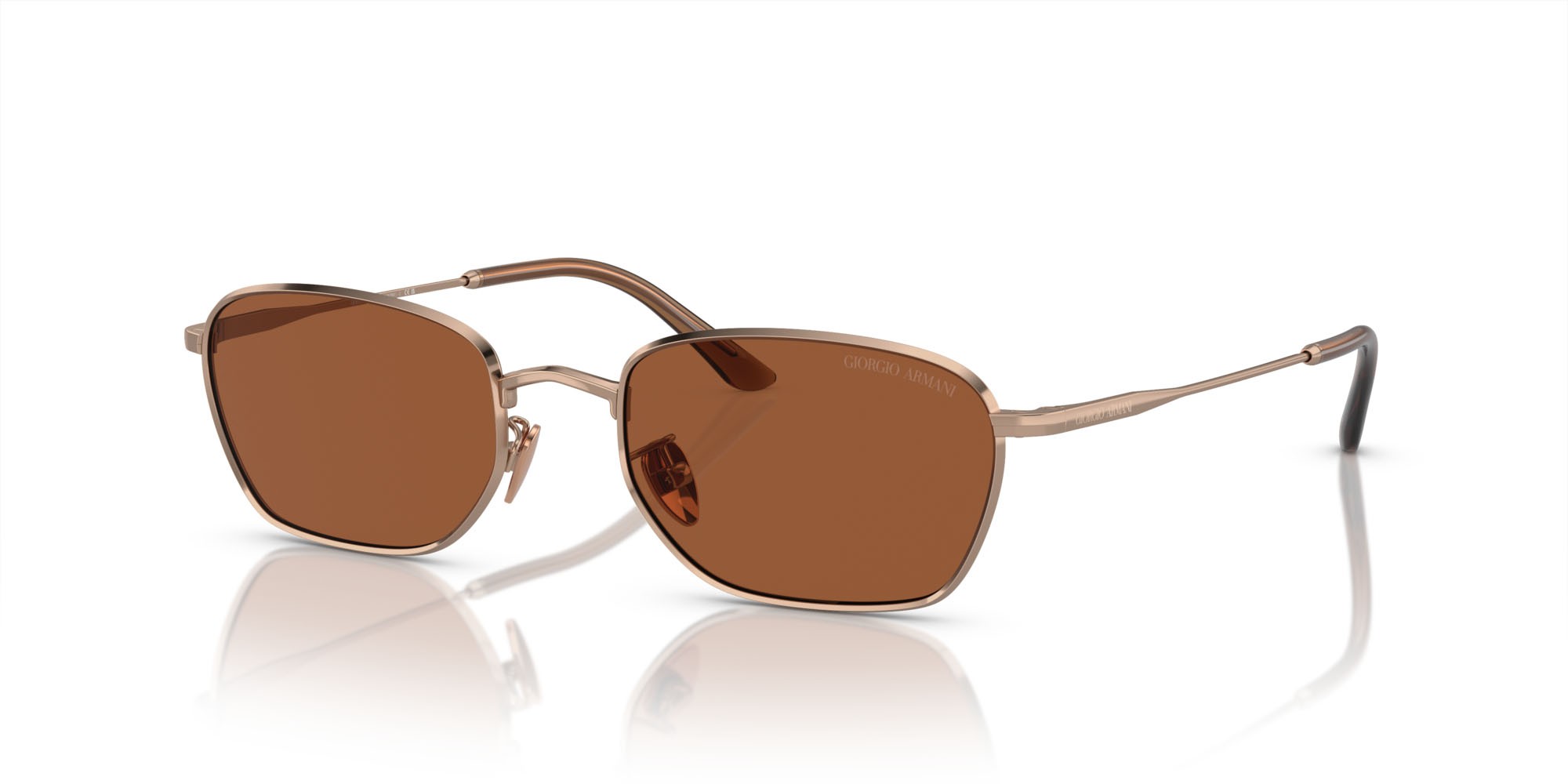 Sunglasses Giorgio Armani AR 6151 (301173) color oro rosé shape rectangle lenses marrone scuro