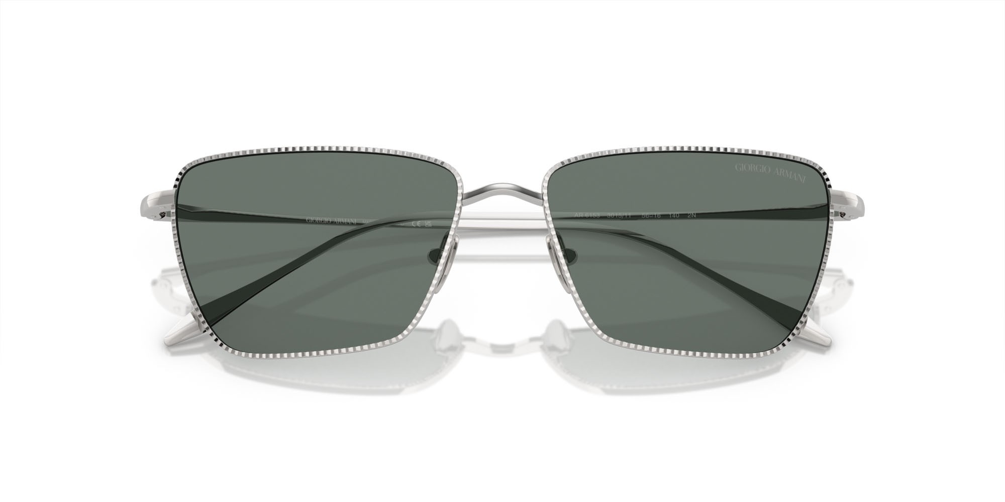 Occhiali da sole Giorgio Armani AR 6153 (301511) colore argento forma rettangolare lenti grigio