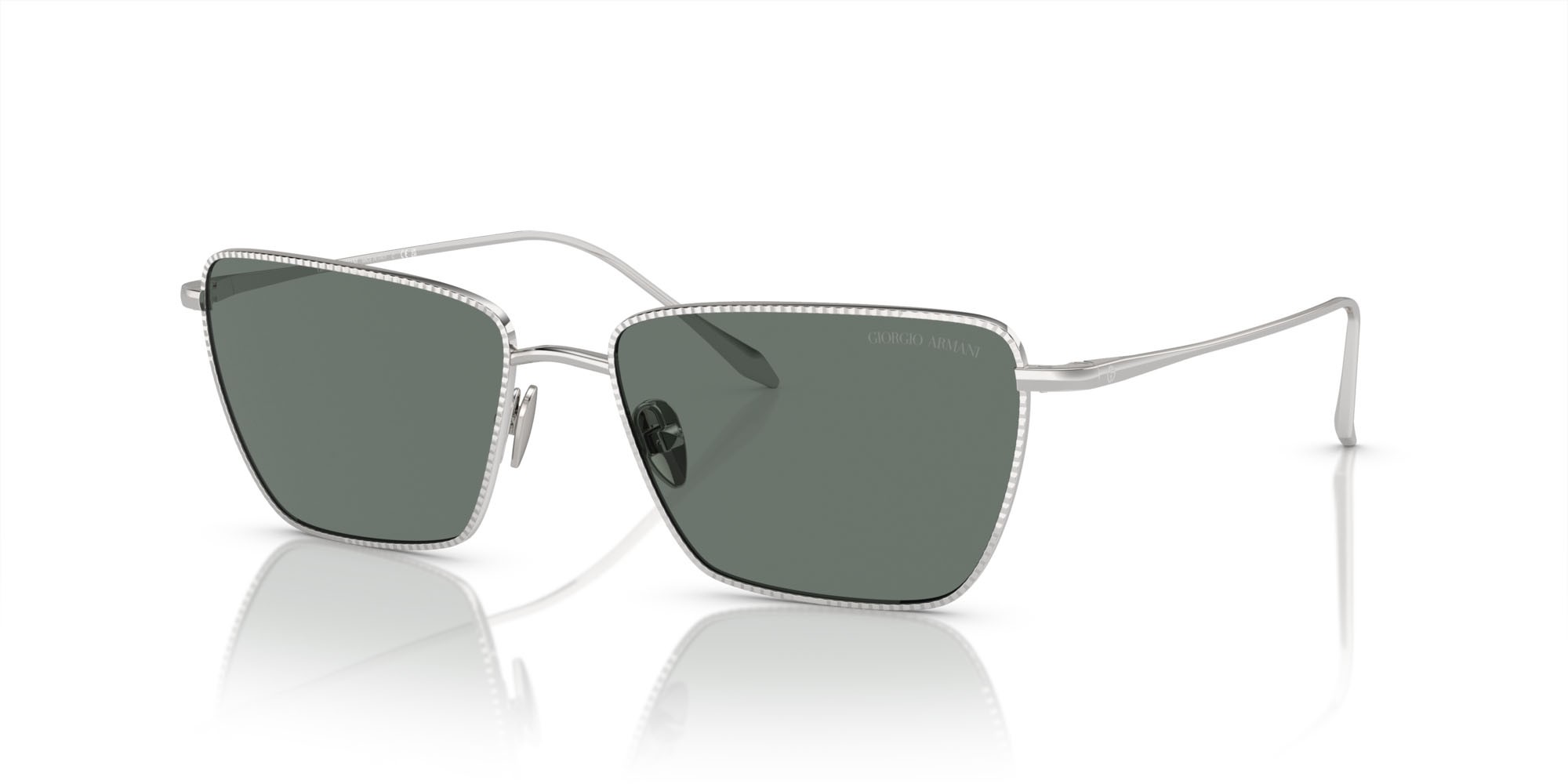Occhiali da sole Giorgio Armani AR 6153 (301511) colore argento forma rettangolare lenti grigio