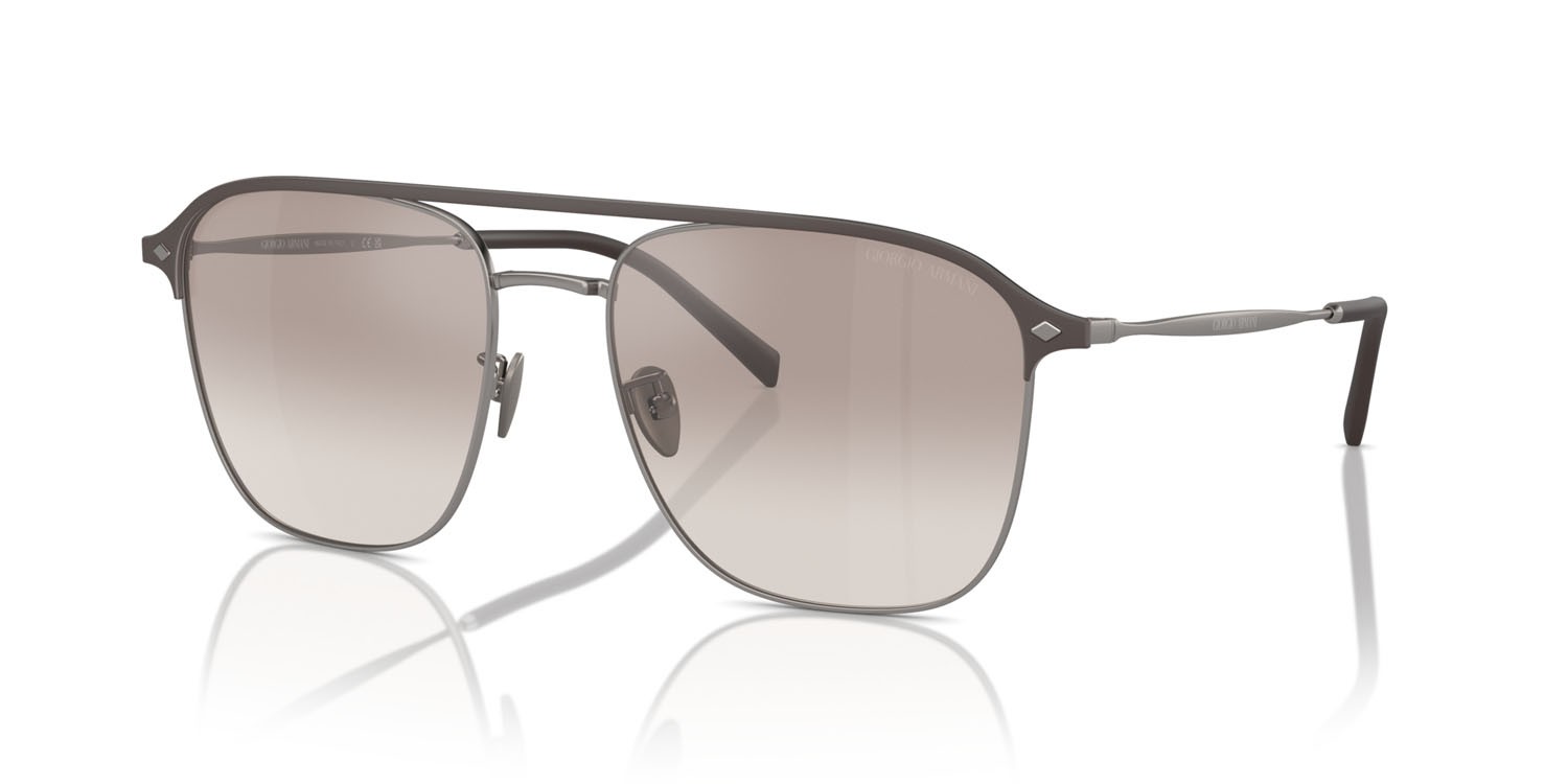 Sunglasses Giorgio Armani AR 6154 (300394) color gunmetal opaco shape square lenses marrone sfumato specchiato argento