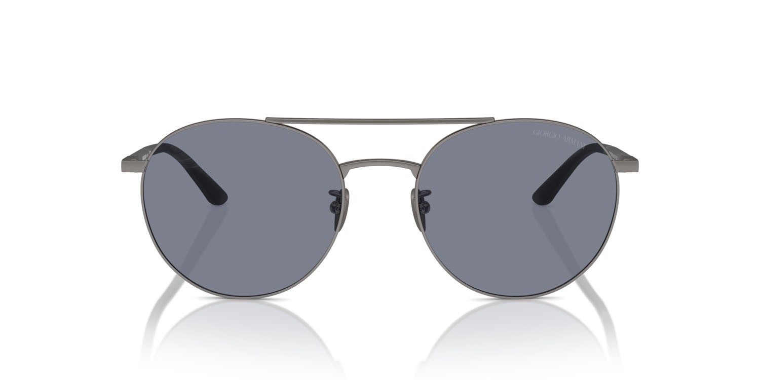 Occhiali da sole Giorgio Armani AR 6156 (337819) colore gunmetal opaco forma rotondo lenti blu