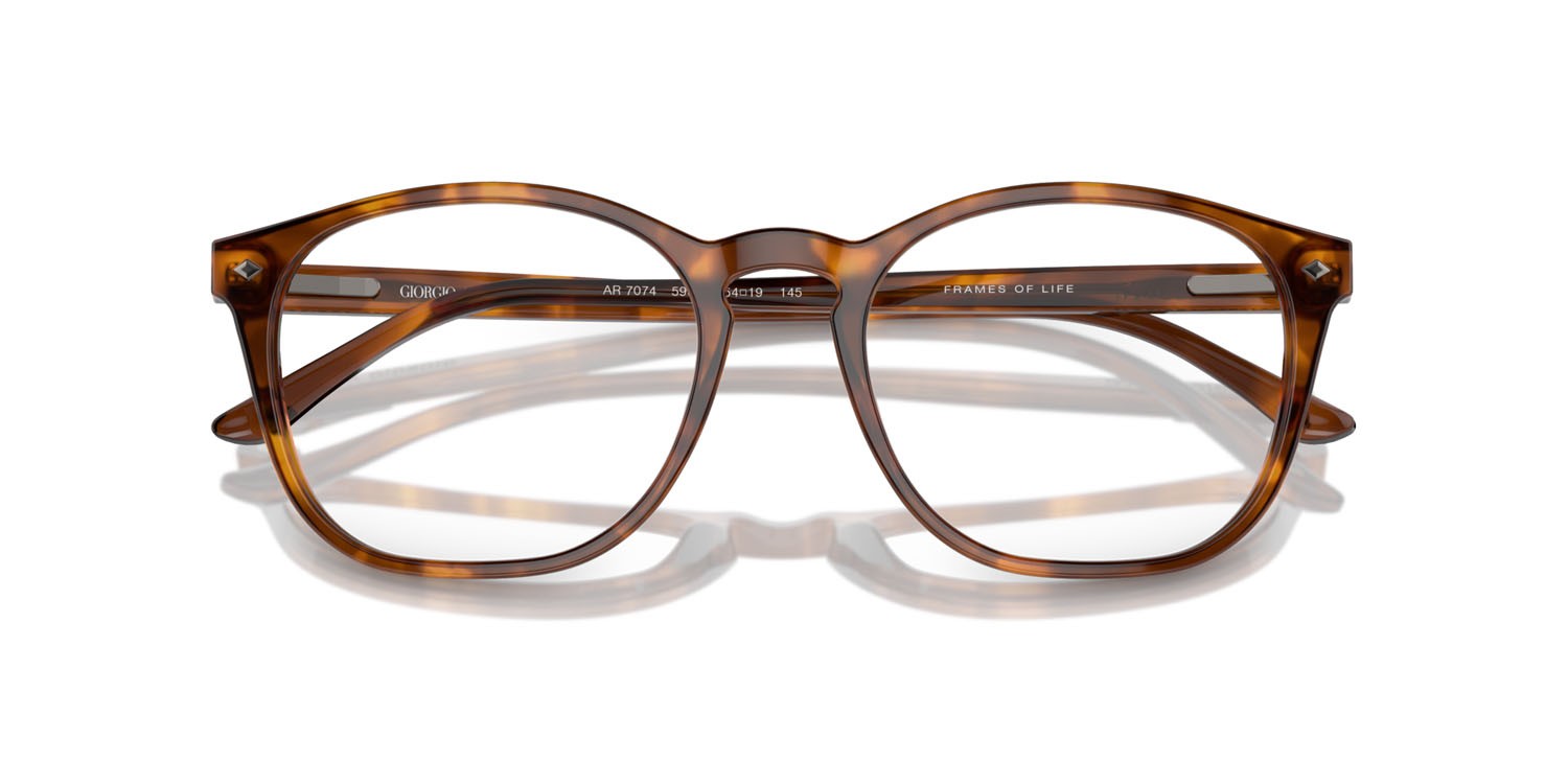 Eyeglasses Giorgio Armani AR 7074 (5988) color havana rosso shape pantos lenses lente demo