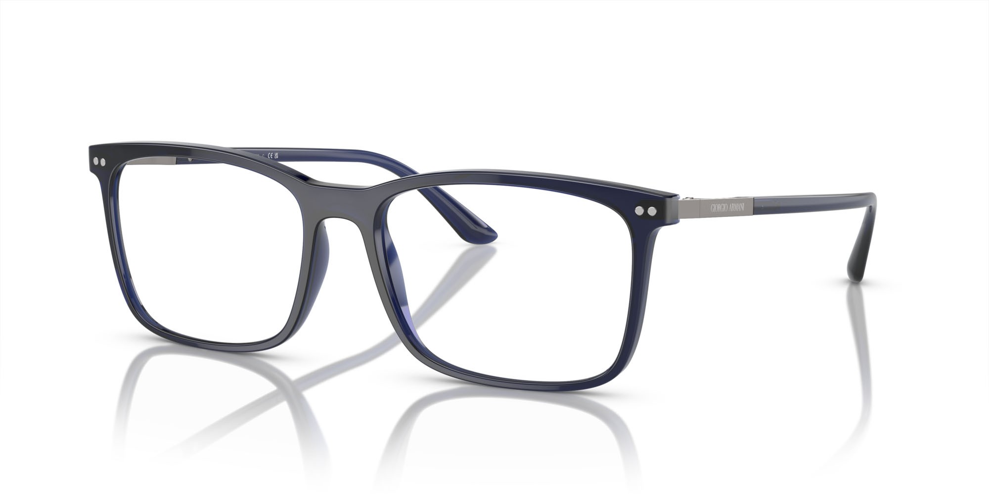 Brillen Giorgio Armani AR 7122 (6003) farbe blu trasparente form quadratisch gläser lente demo