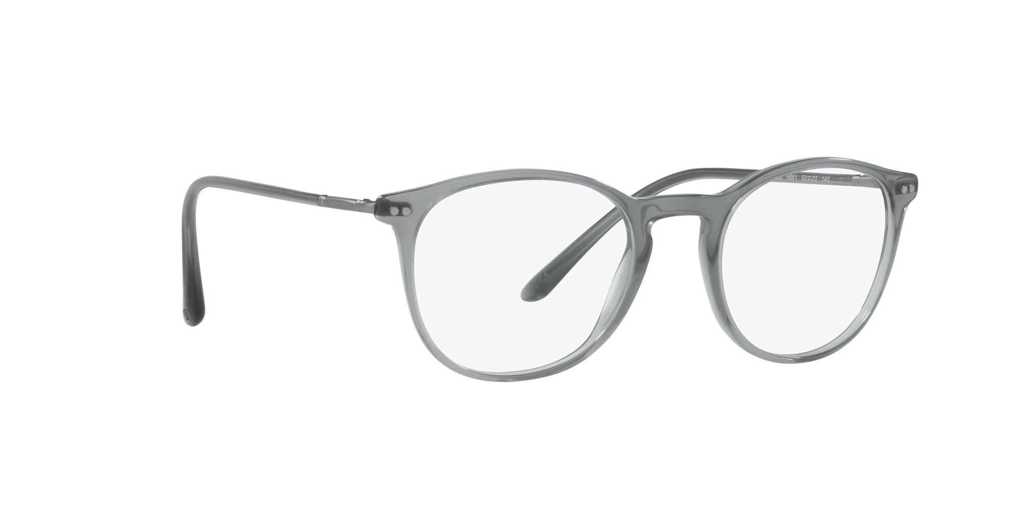Occhiali da vista Giorgio Armani AR 7125 (5681) colore grigio opale forma pantos lenti lente demo