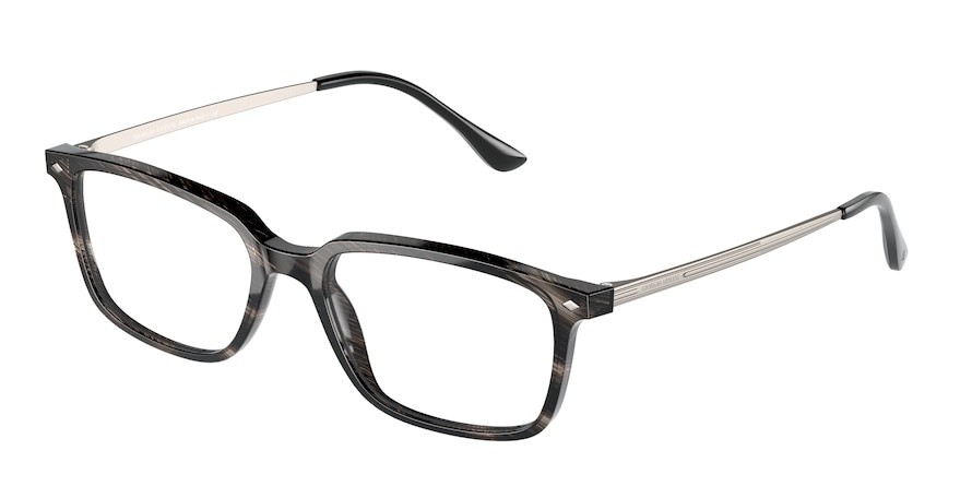 Brillen Giorgio Armani AR 7183 (5622) farbe shiny stripped grey form rechteckig gläser demo lens
