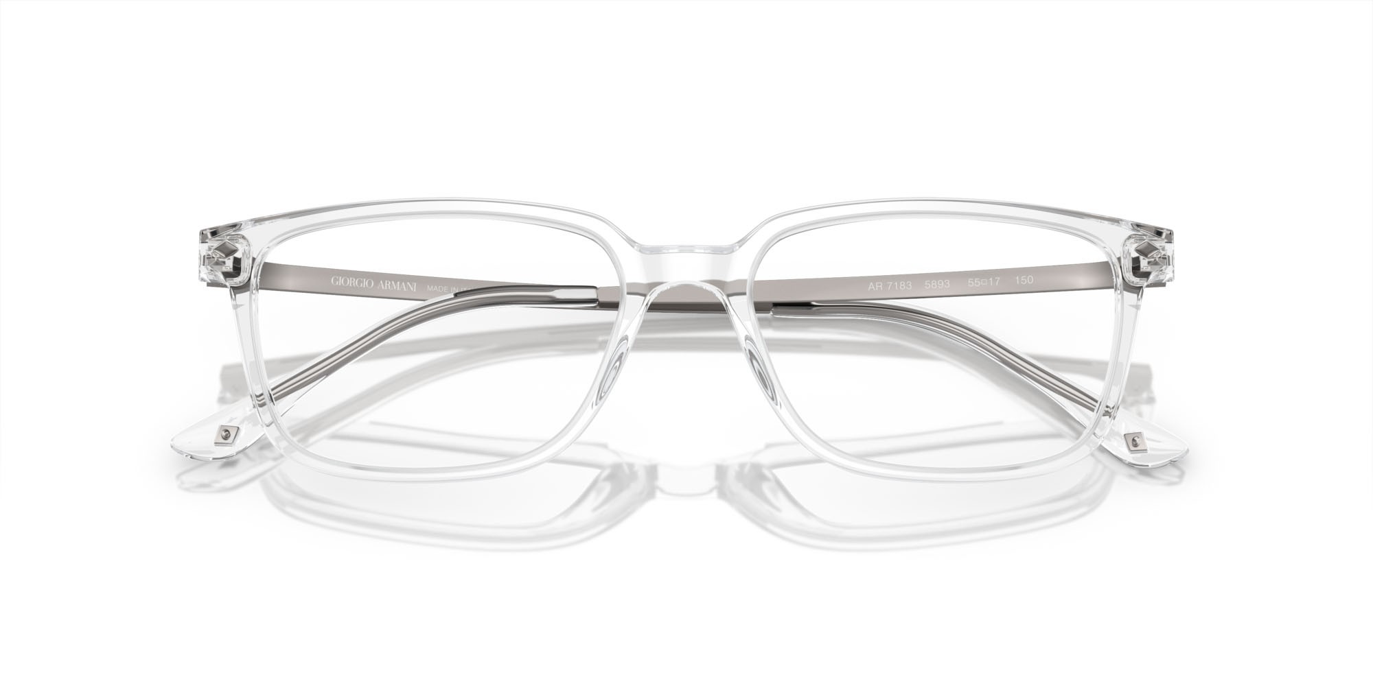 Brillen Giorgio Armani AR 7183 (5893) farbe crystal trasparente form rechteckig gläser lente demo