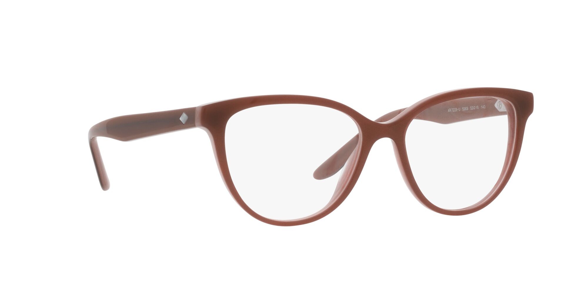 Eyeglasses Giorgio Armani AR 7228U (5969) color bilayer marble brown shape cat eye lenses lente demo