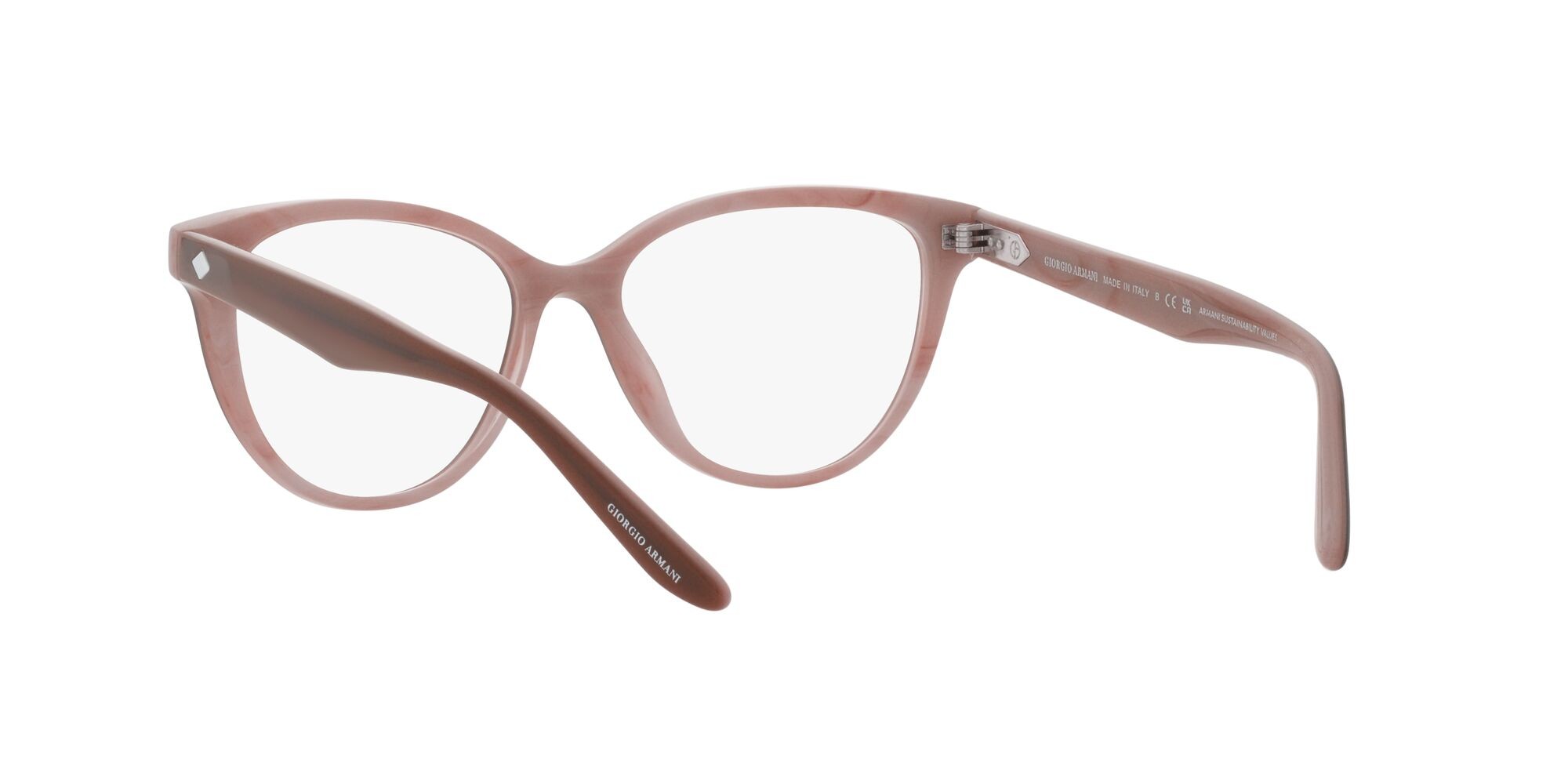 Eyeglasses Giorgio Armani AR 7228U (5969) color bilayer marble brown shape cat eye lenses lente demo