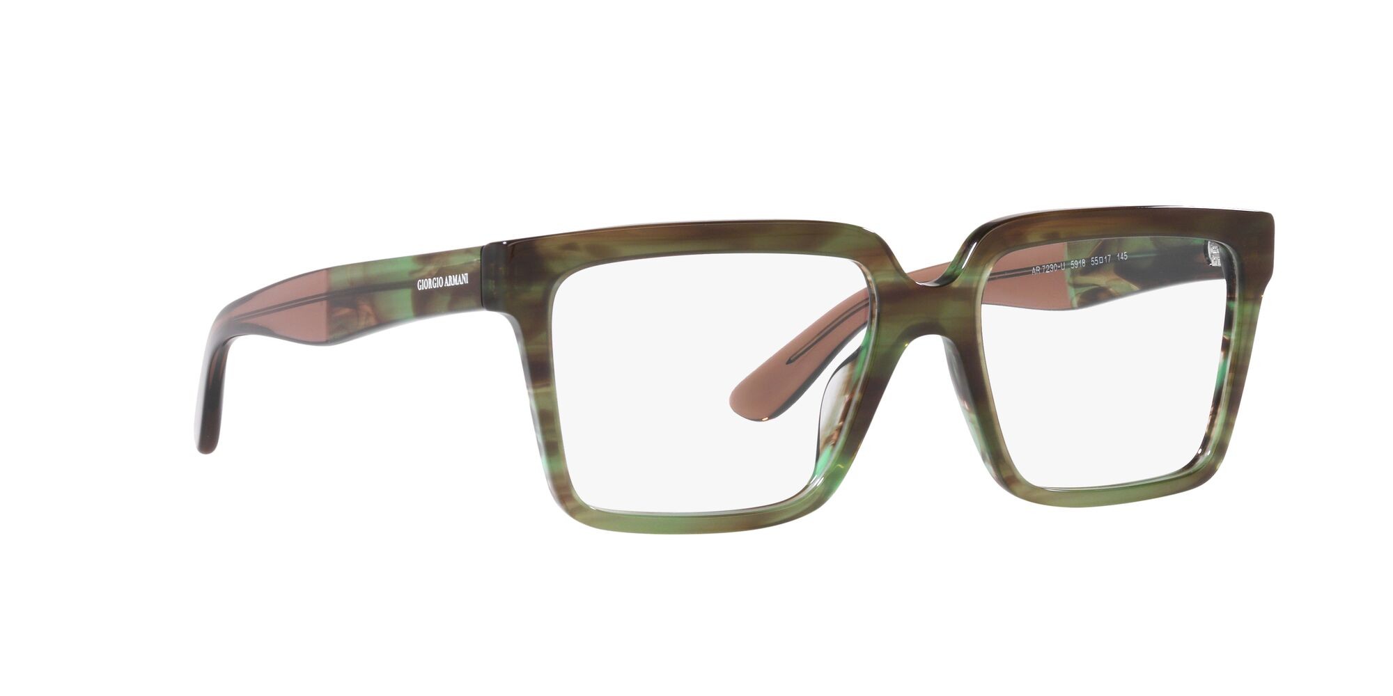 Brillen Giorgio Armani AR 7230U (5918) farbe striato verde form quadratisch gläser lente demo