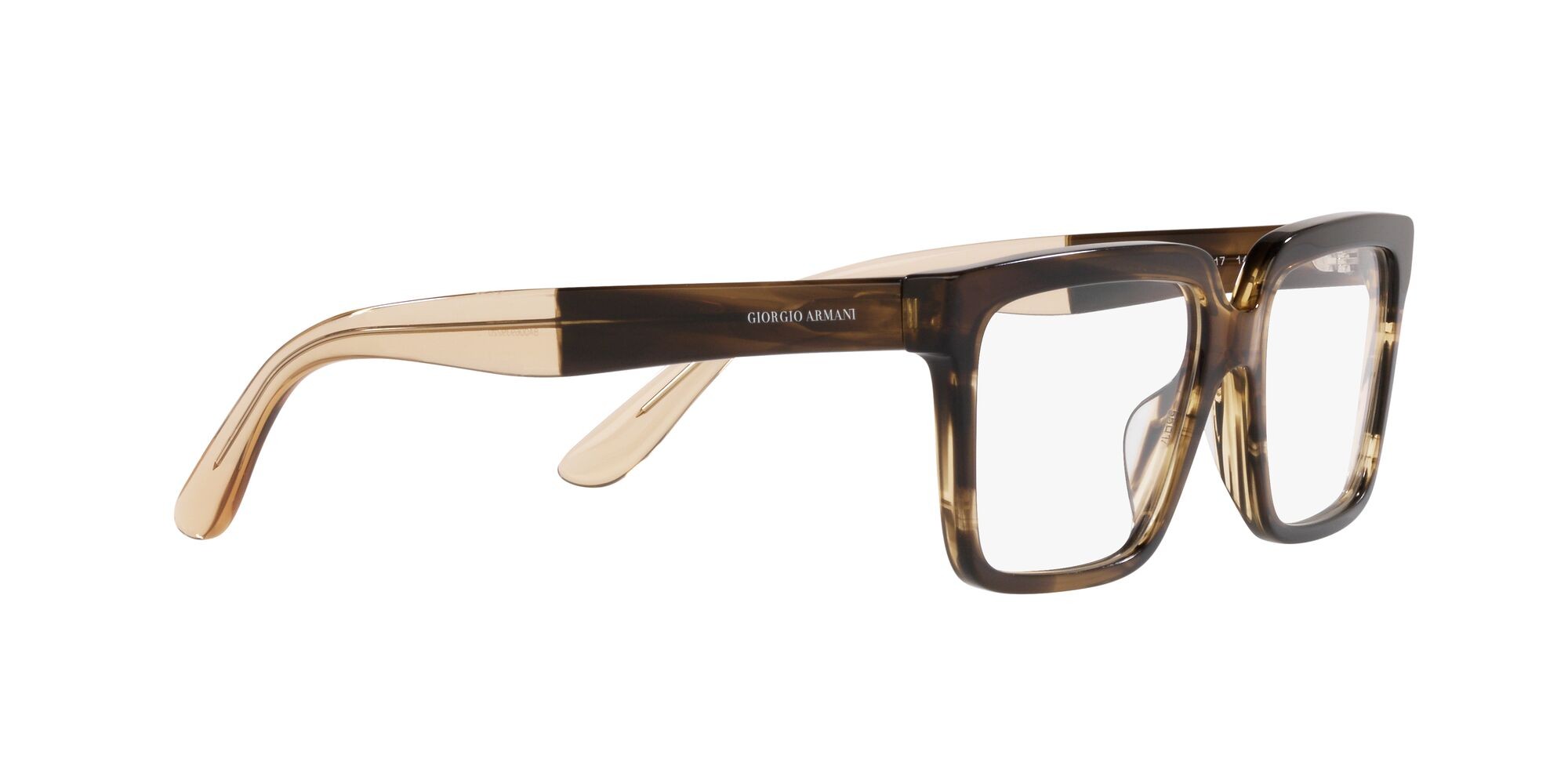 Brillen Giorgio Armani AR 7230U (5958) farbe marrone brillante striato form quadratisch gläser lente demo