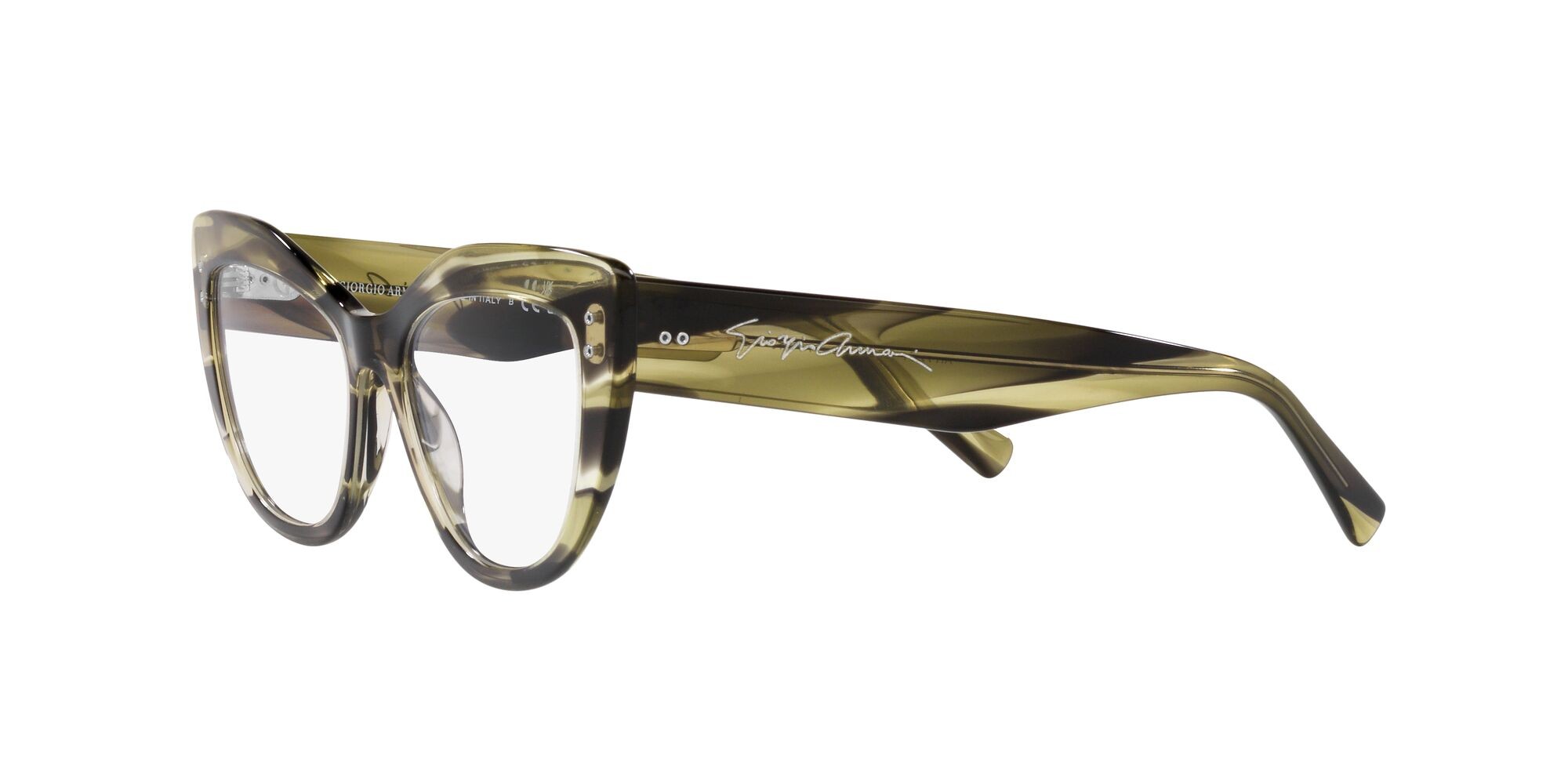 Brillen Giorgio Armani AR 7231 (5952) farbe striato verde form cat-eye gläser lente demo