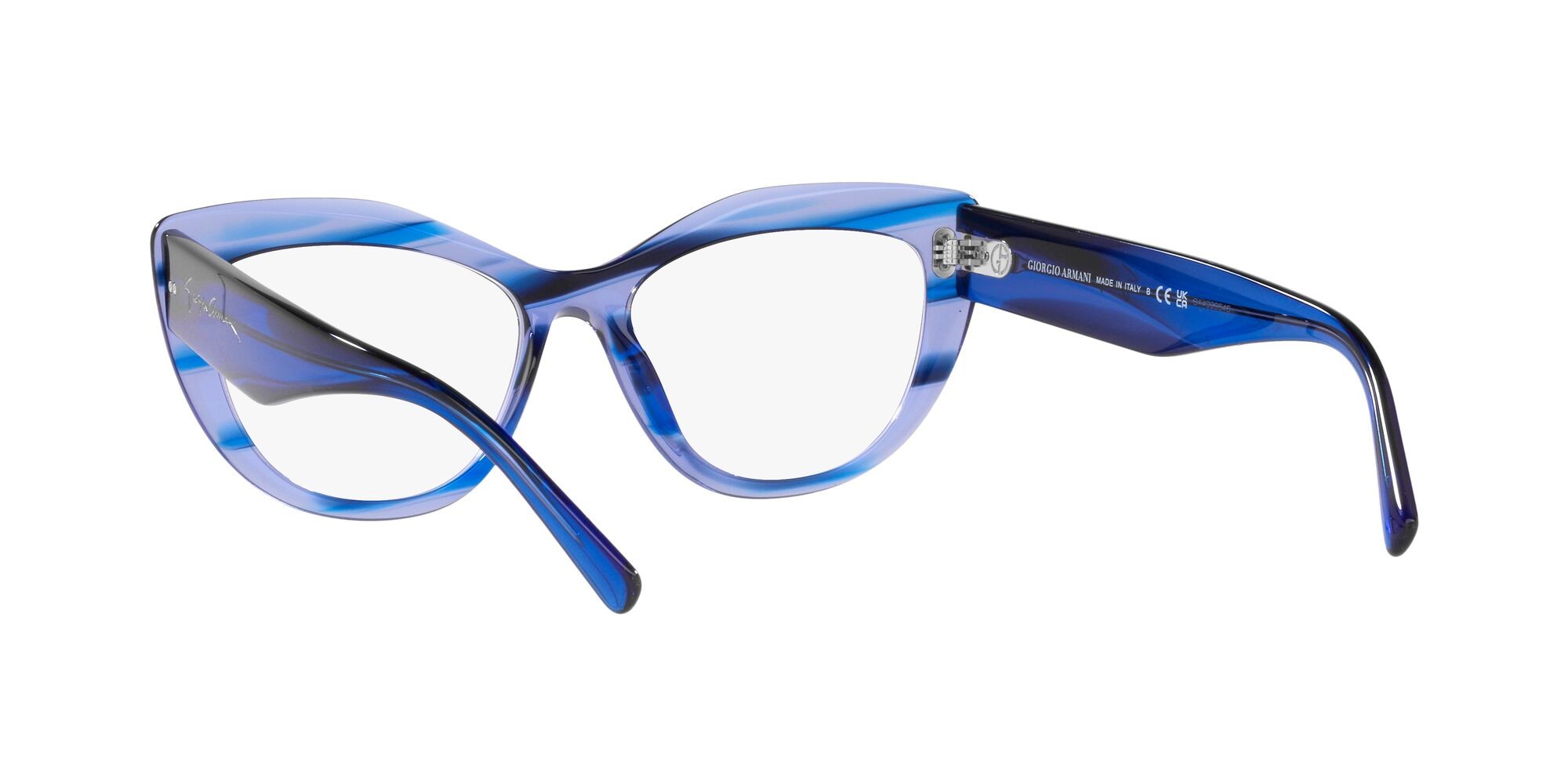 Occhiali da vista Giorgio Armani AR 7231 (5953) colore striato blu forma cat eye lenti lente demo
