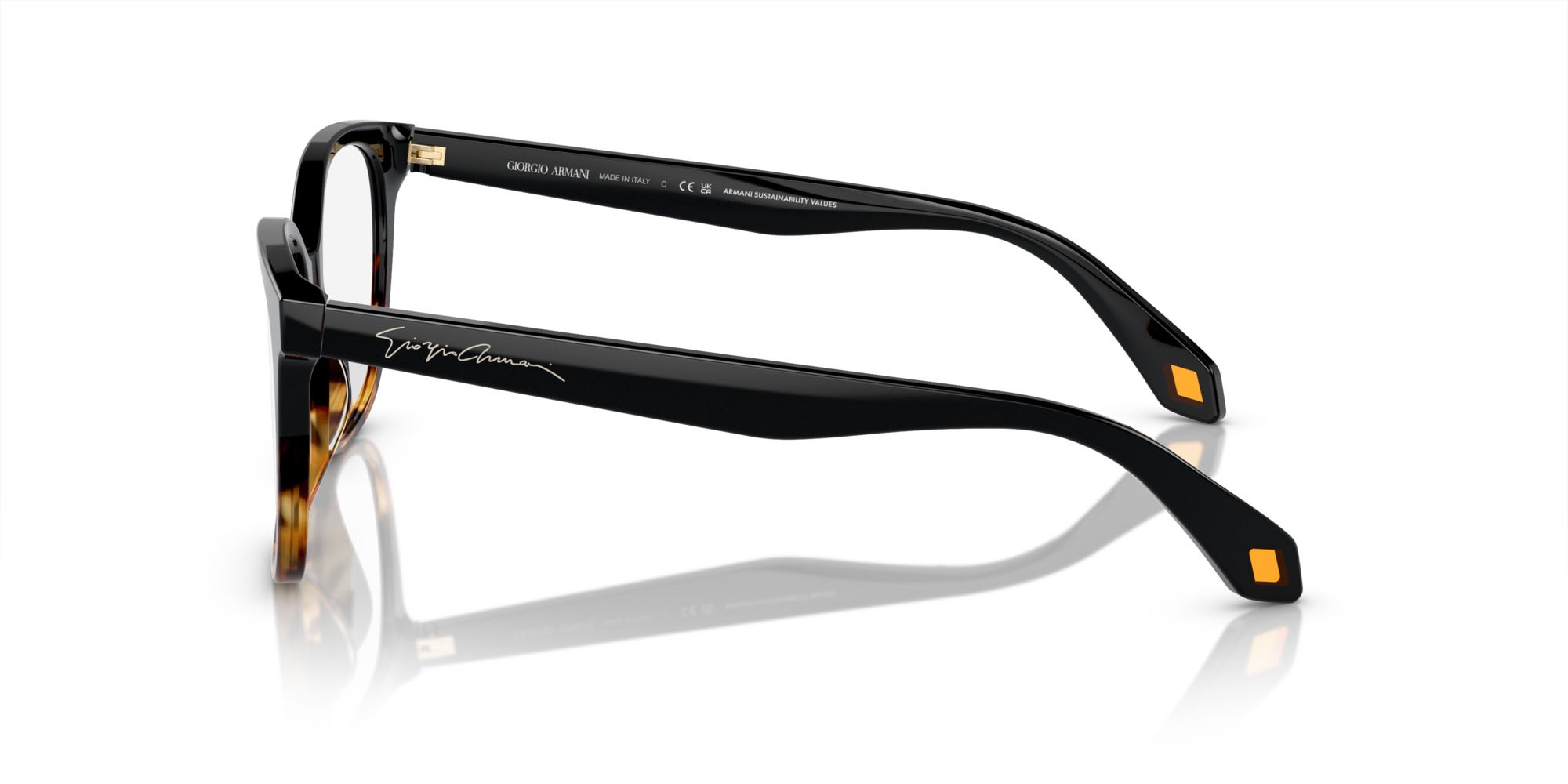 Eyeglasses Giorgio Armani AR 7246U (5875) color nero/havana giallo shape cat eye lenses lente demo