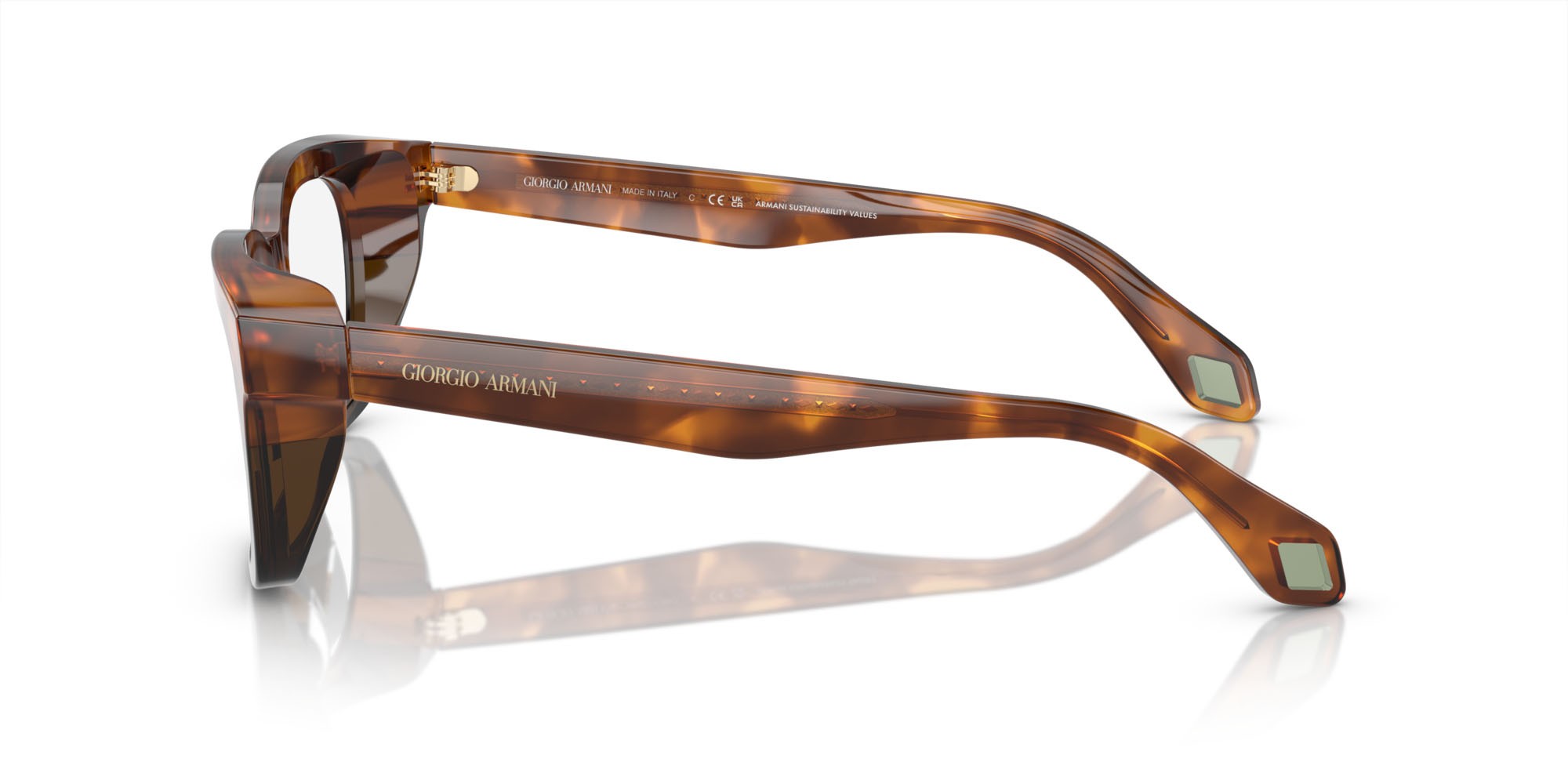Occhiali da vista Giorgio Armani AR 7247U (5988) colore rosso havana/verde oliva opalino forma quadrato lenti lente demo
