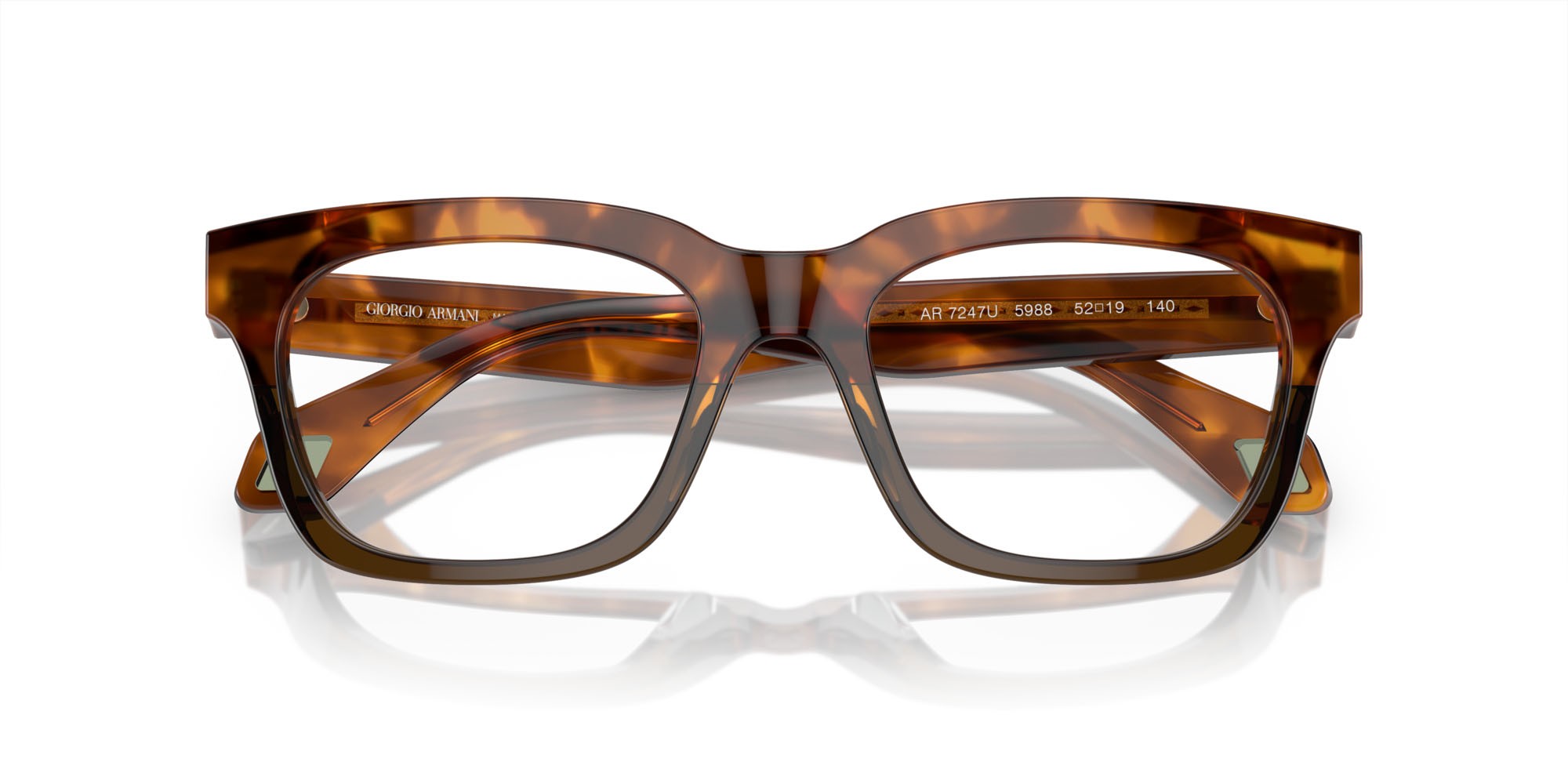 Occhiali da vista Giorgio Armani AR 7247U (5988) colore rosso havana/verde oliva opalino forma quadrato lenti lente demo