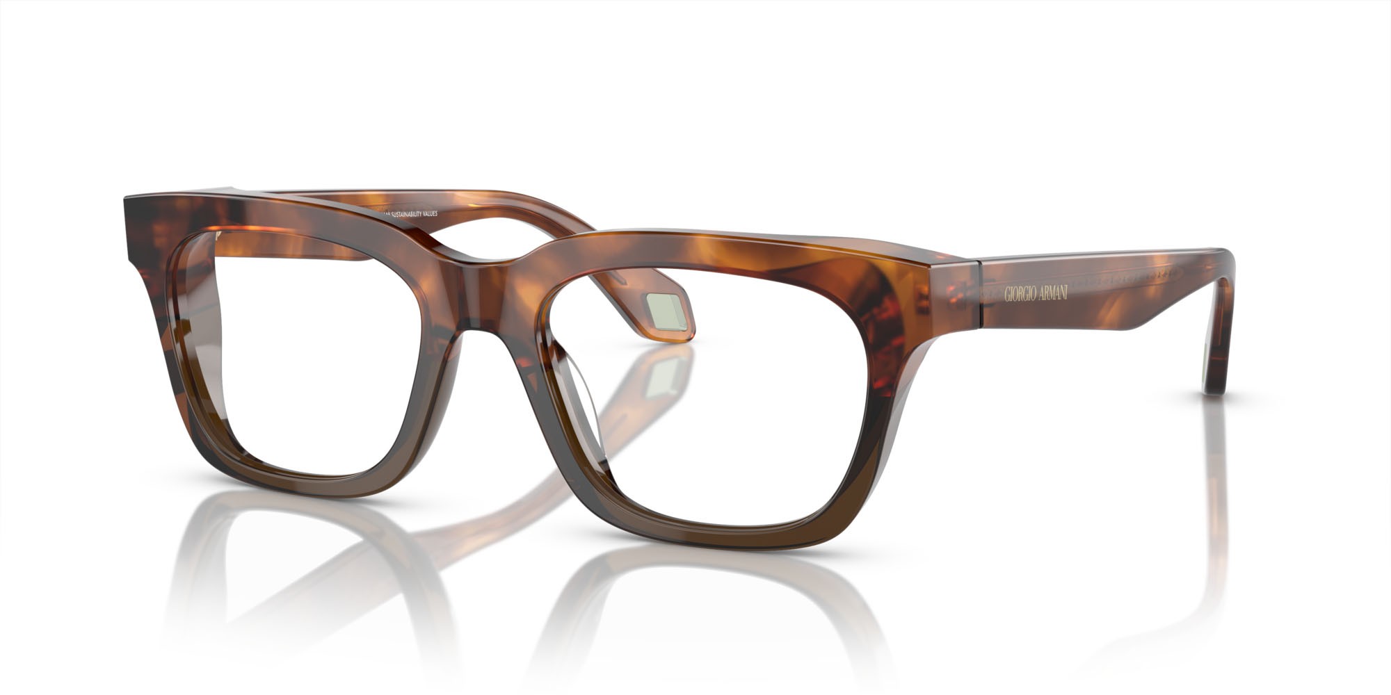 Occhiali da vista Giorgio Armani AR 7247U (5988) colore rosso havana/verde oliva opalino forma quadrato lenti lente demo