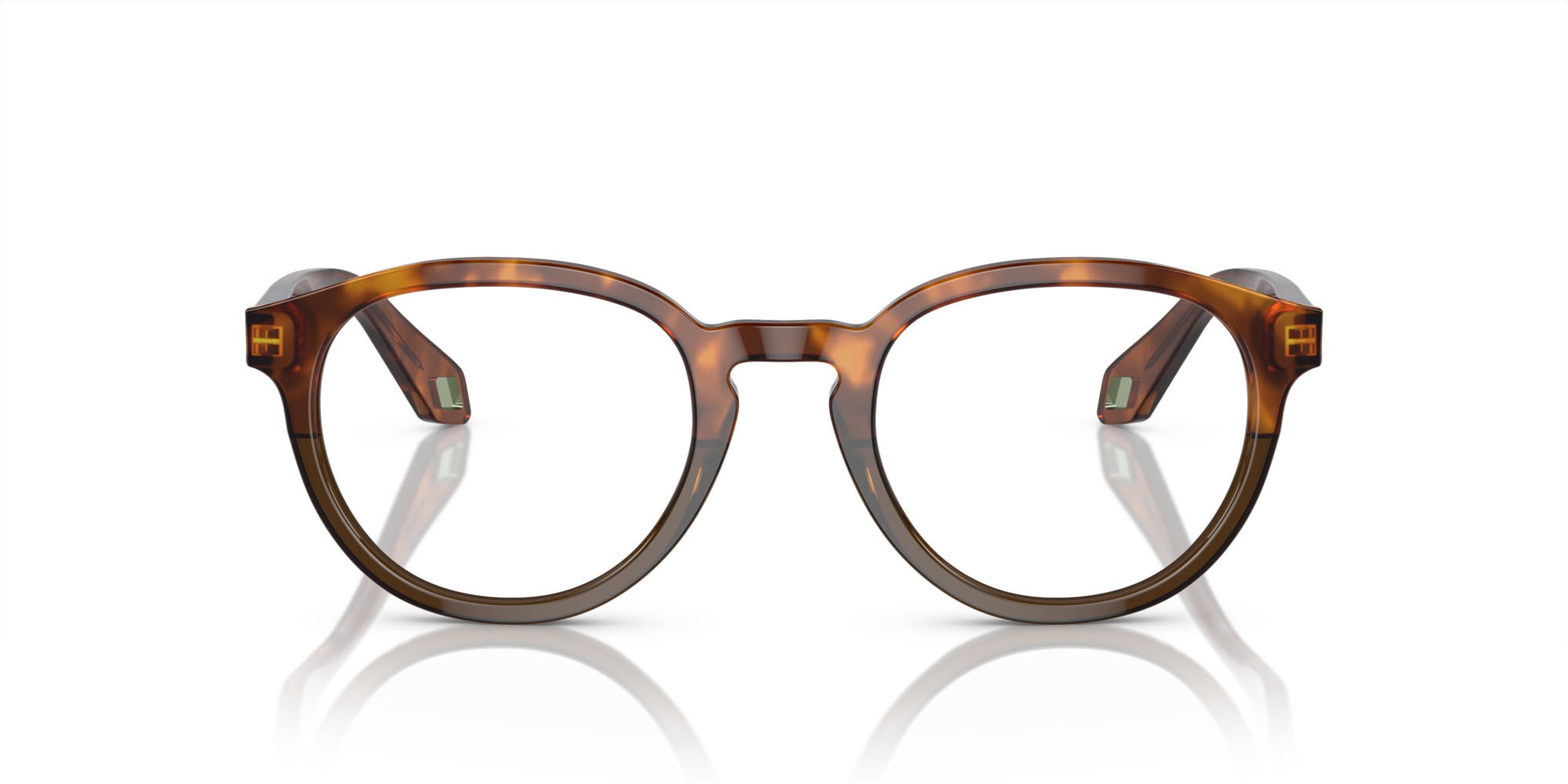 Occhiali da vista Giorgio Armani AR 7248 (5988) colore rosso havana/verde oliva opalino forma pantos lenti lente demo
