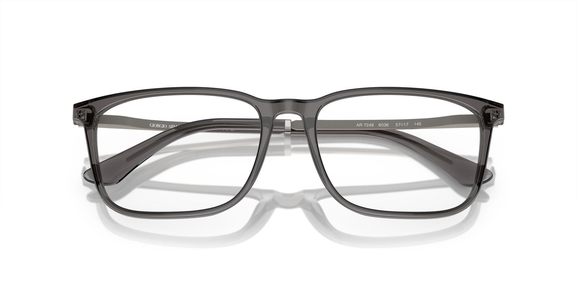 Eyeglasses Giorgio Armani AR 7249 (6036) color grigio trasparente shape rectangle lenses lente demo
