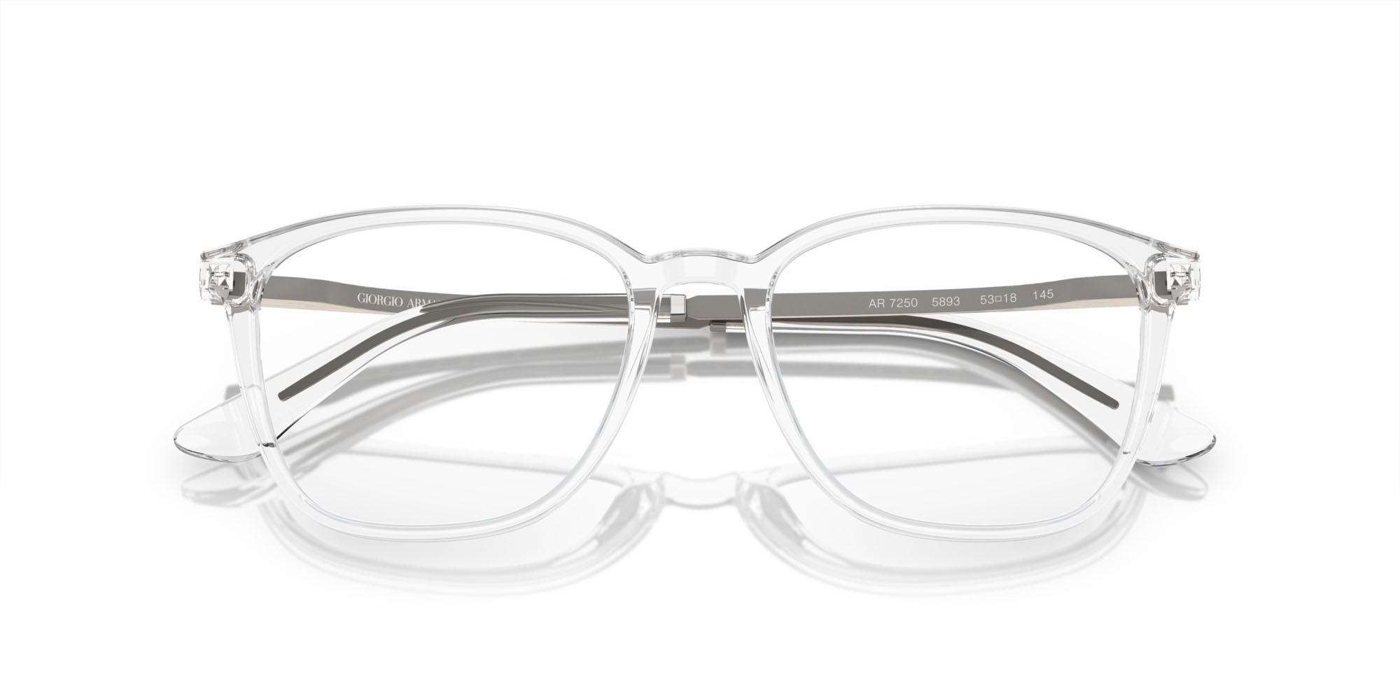 Occhiali da vista Giorgio Armani AR 7250 (5893) colore cristallo forma quadrato lenti lente demo