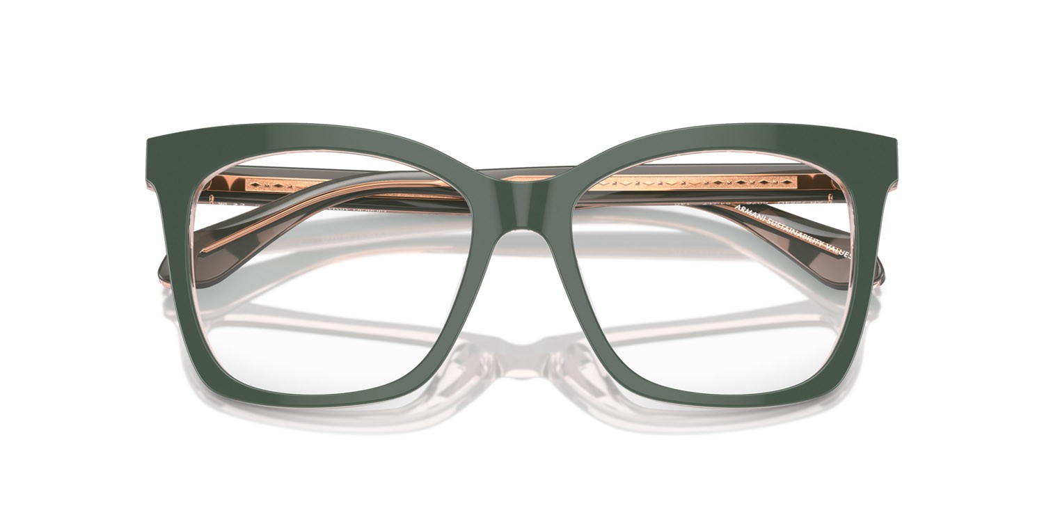 Eyeglasses Giorgio Armani AR 7254U (6076) color top sage green/transparent pink shape square lenses lente demo