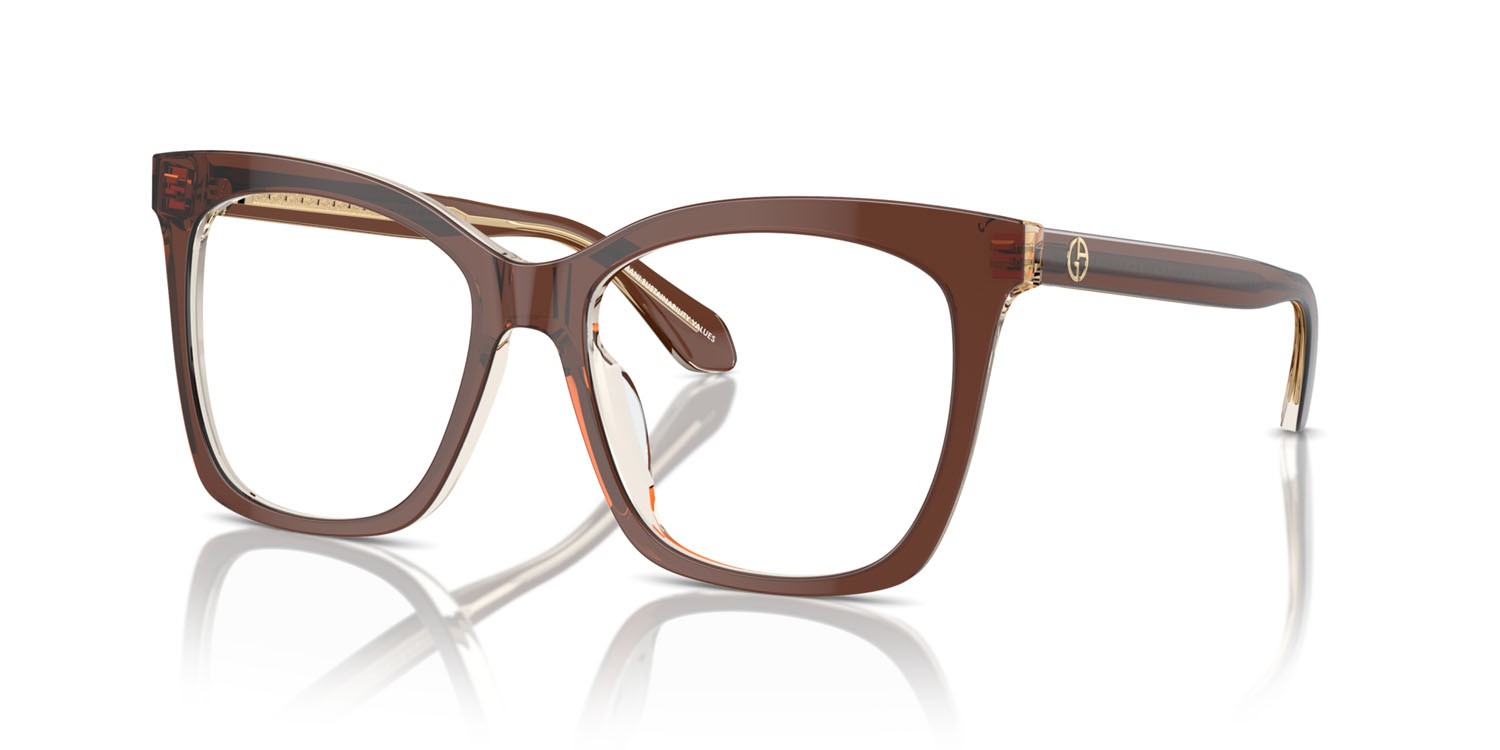 Occhiali da vista Giorgio Armani AR 7254U (6090) colore top transparent brown/honey forma quadrato lenti lente demo
