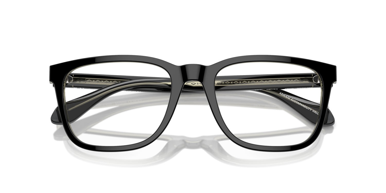 Eyeglasses Giorgio Armani AR 7255 (6087) color top nero/verde trasparente shape square lenses lente demo