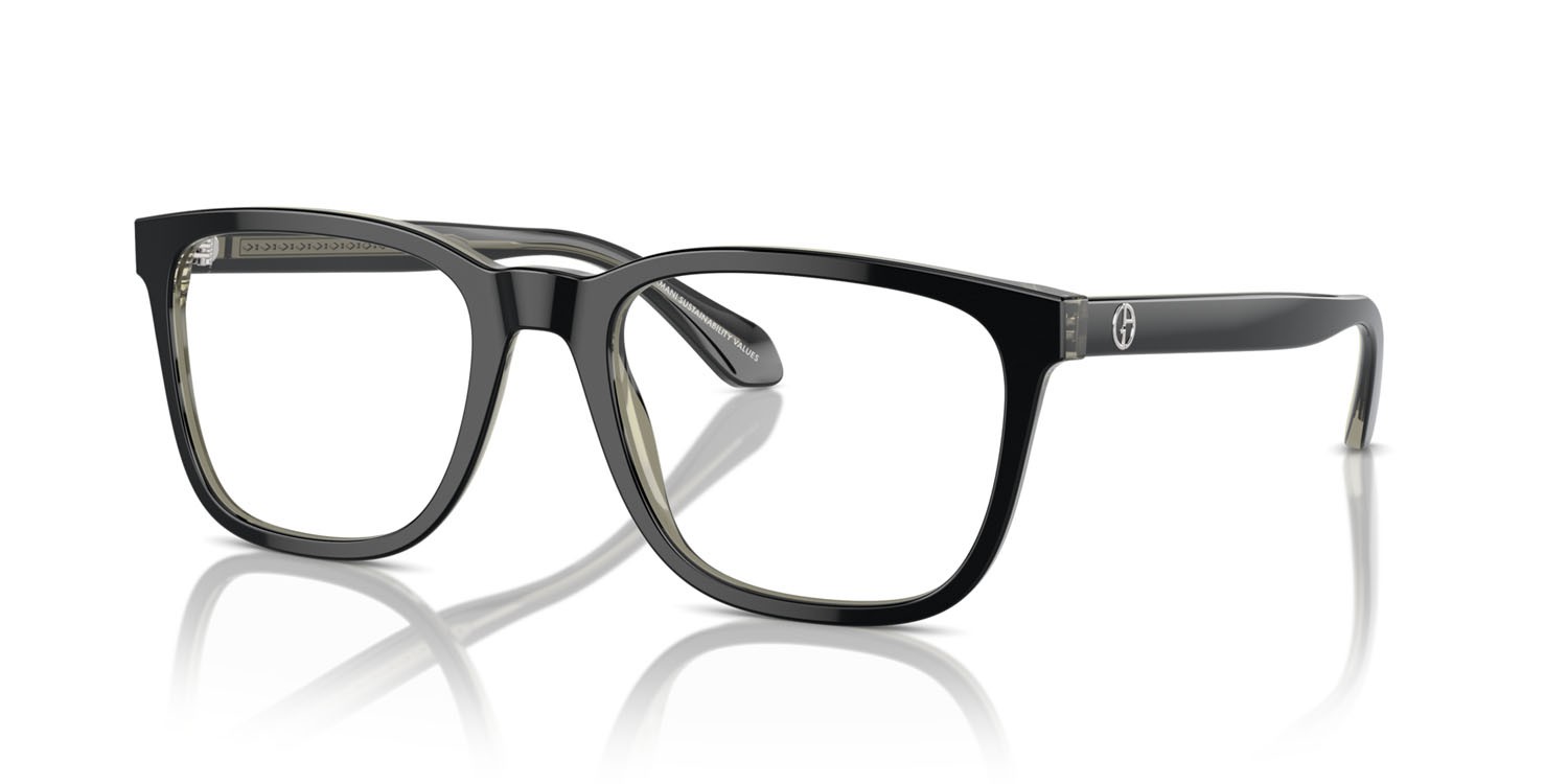 Eyeglasses Giorgio Armani AR 7255 (6087) color top nero/verde trasparente shape square lenses lente demo