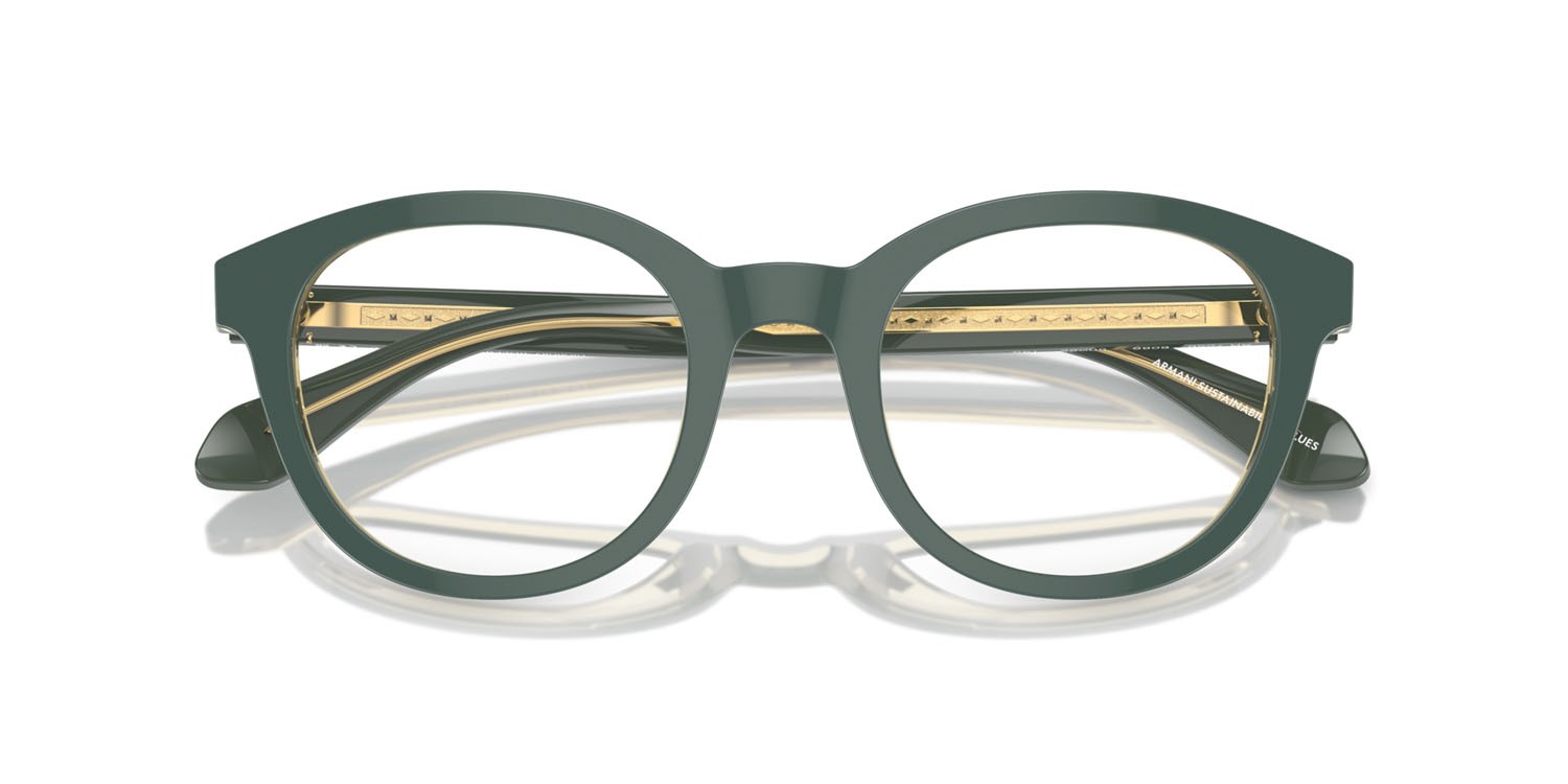 Eyeglasses Giorgio Armani AR 7256 (6086) color top green/olive transparent shape pantos lenses lente demo