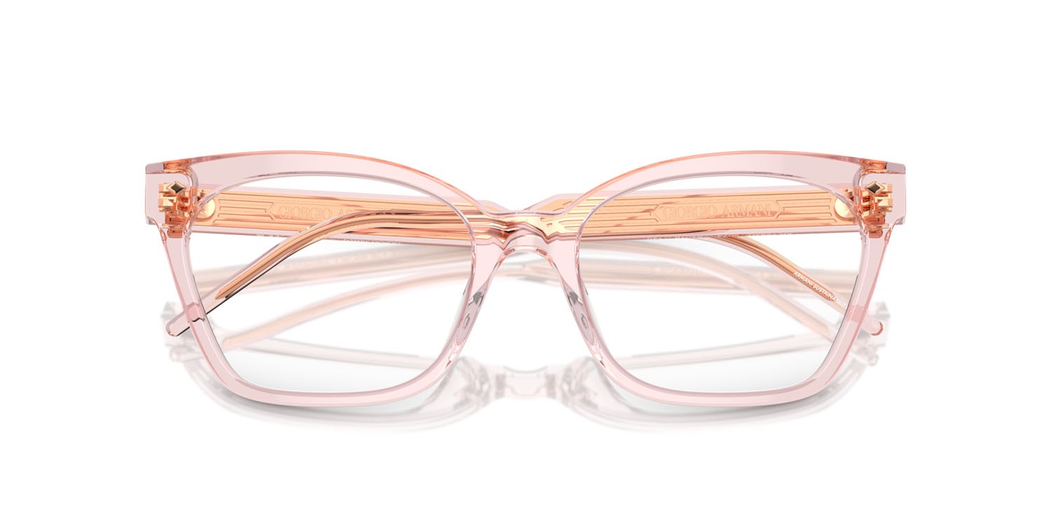 Eyeglasses Giorgio Armani AR 7257U (6073) color rosa trasparente shape cat eye lenses lente demo