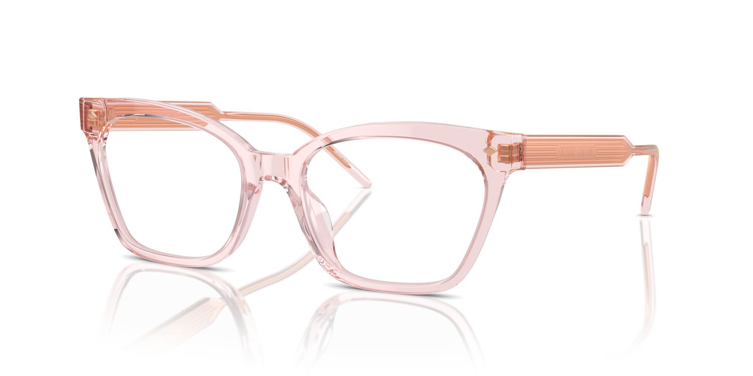 Eyeglasses Giorgio Armani AR 7257U (6073) color rosa trasparente shape cat eye lenses lente demo