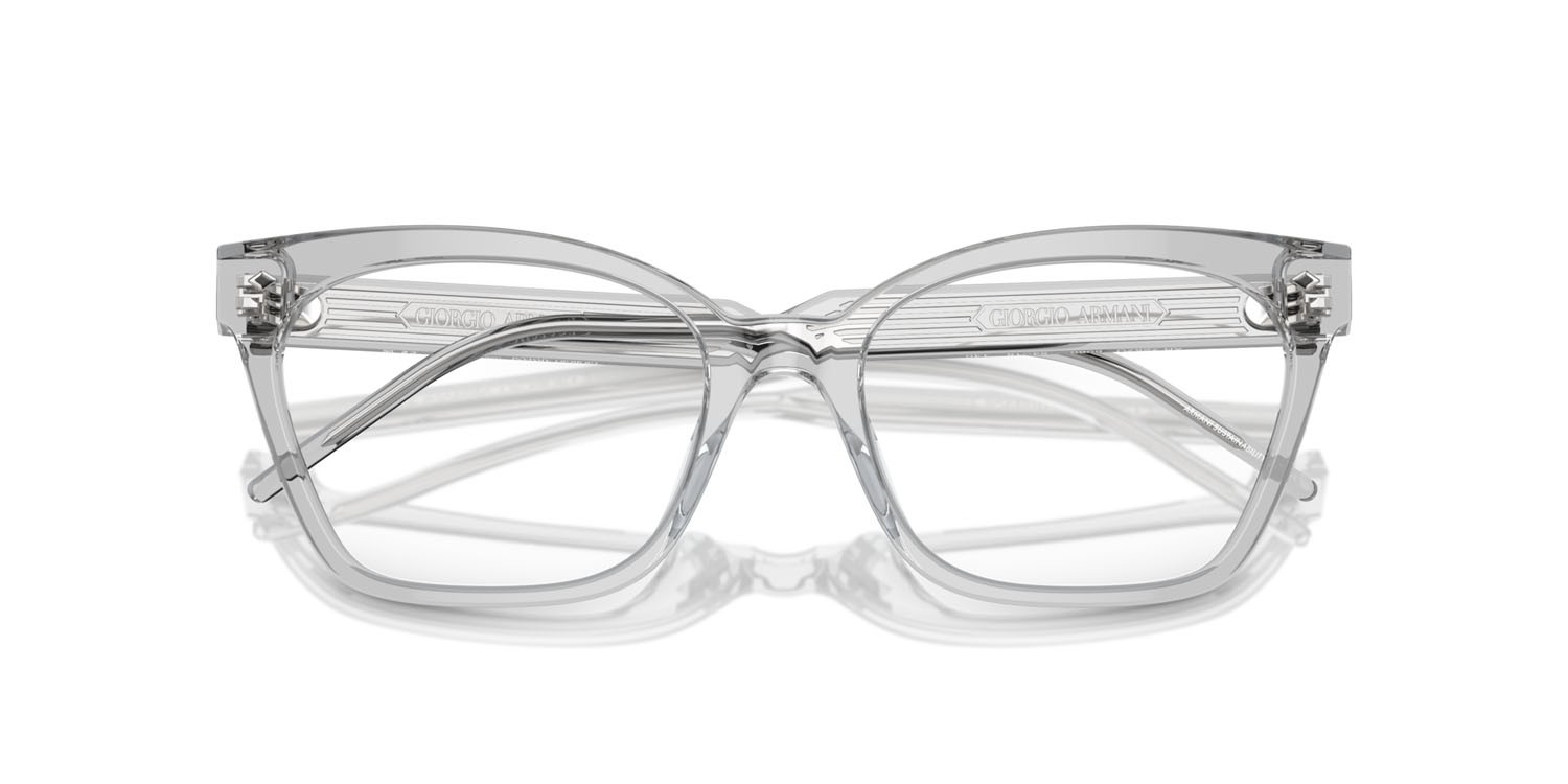 Eyeglasses Giorgio Armani AR 7257U (6080) color grigio trasparente shape cat eye lenses lente demo