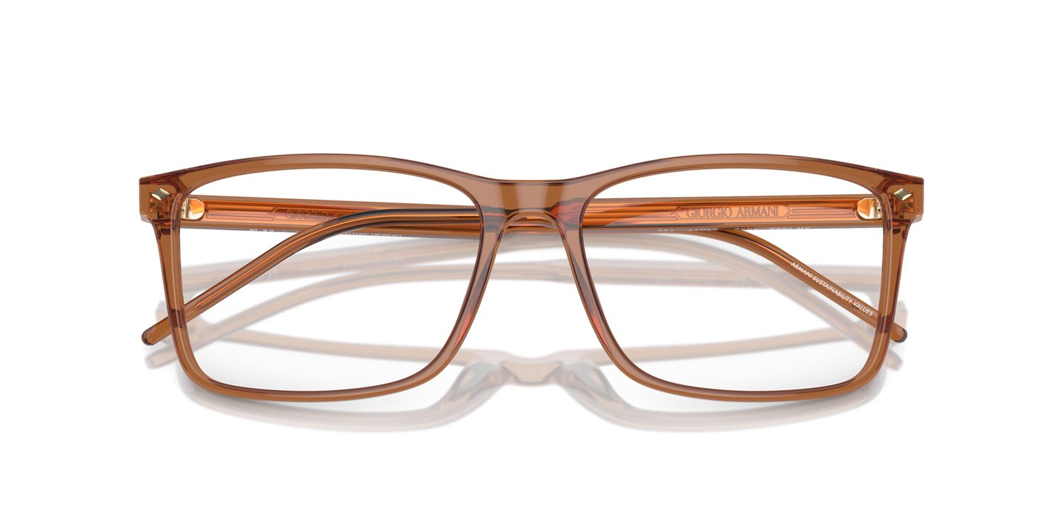 Eyeglasses Giorgio Armani AR 7258 (5932) color marrone trasparente shape rectangle lenses lente demo