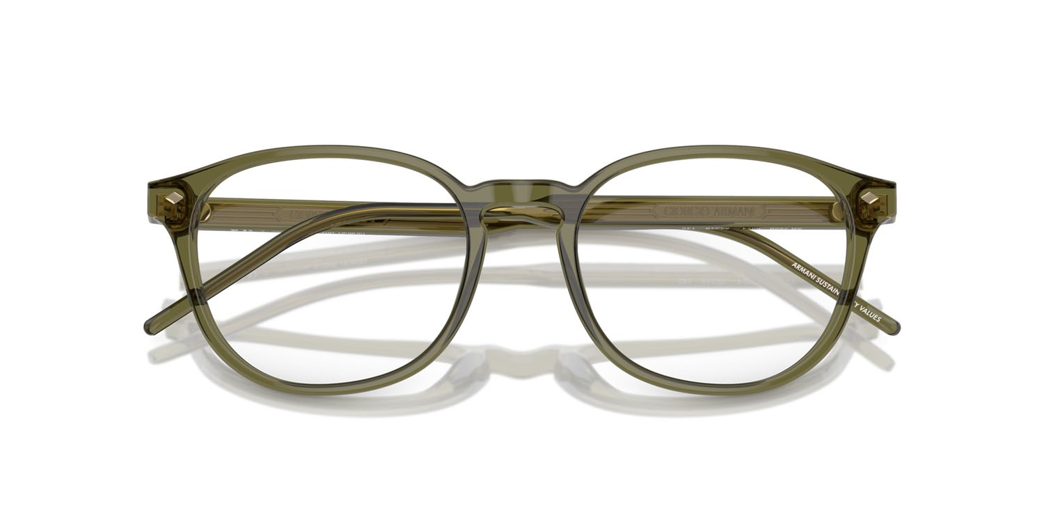 Eyeglasses Giorgio Armani AR 7259 (6074) color verde trasparente shape pantos lenses lente demo