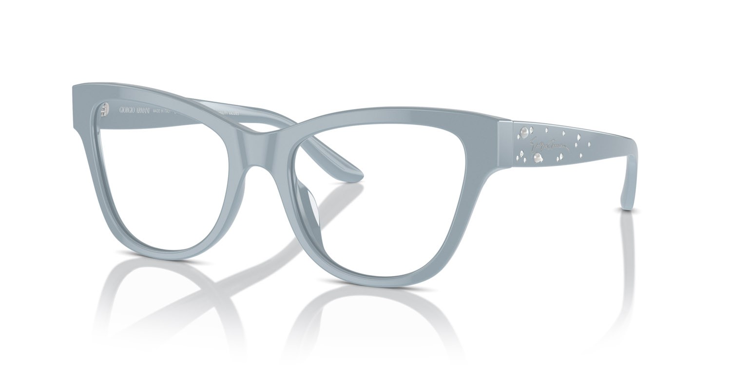 Occhiali da vista Giorgio Armani AR 7260BU (6082) colore blue sugar paper forma cat eye lenti lente demo