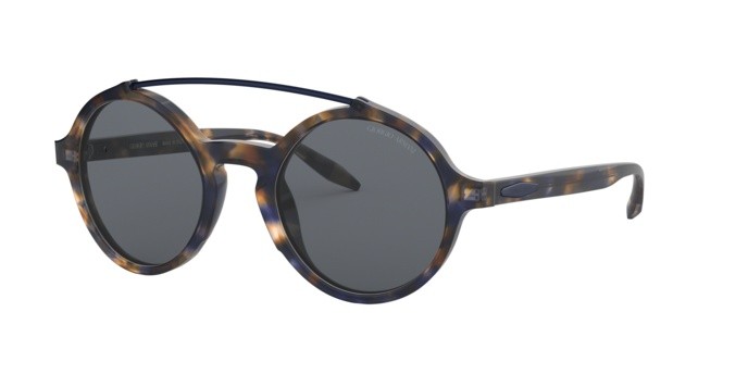 Sunglasses Giorgio Armani AR 8114 (541187) color blue havana shape round lenses grey
