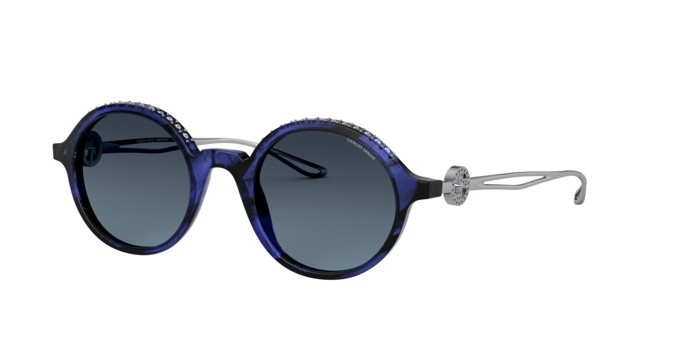 Sonnenbrillen Giorgio Armani AR 8127B (58038F) farbe striped blue form oval gläser blue gradient grey